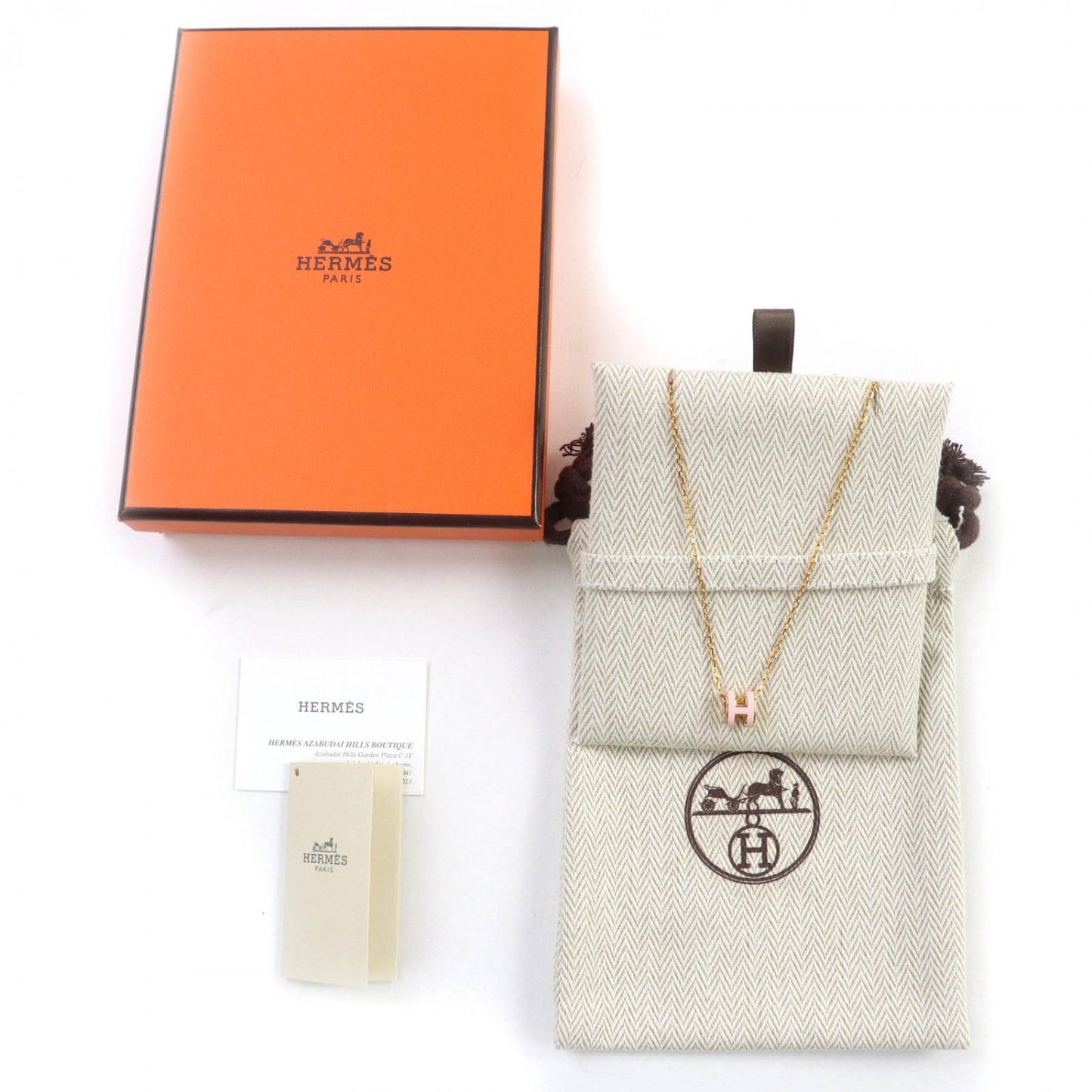 HERMES Necklace ー Gold pink Pop H MINI Pop Ash Mini