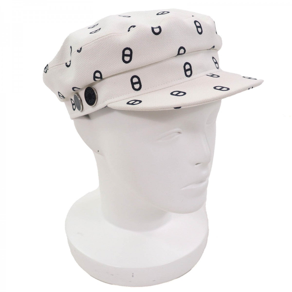HERMES Casquette cotton White navy Vauban