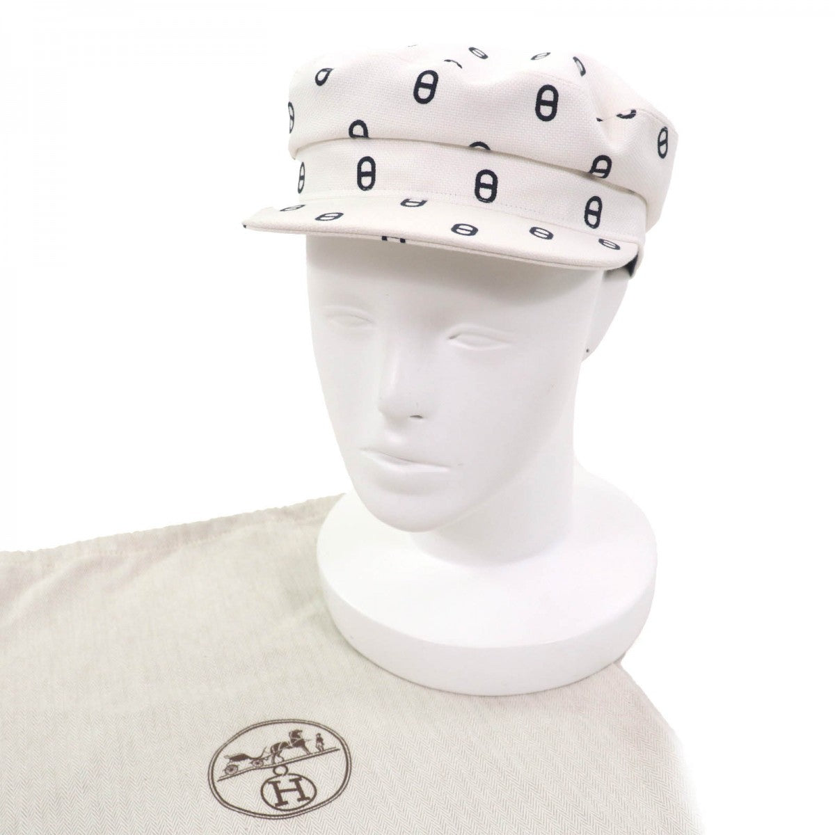 HERMES Casquette cotton White navy Vauban