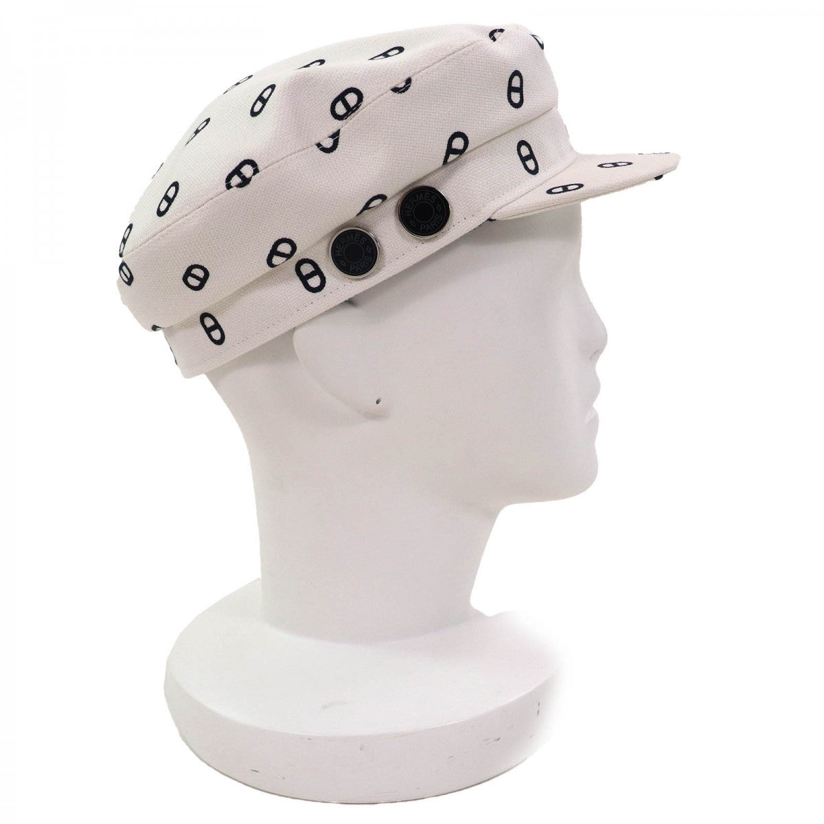 HERMES Casquette cotton White navy Vauban