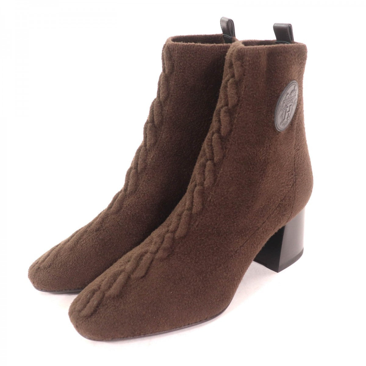 HERMES short boots knit Brown Volver 60 37