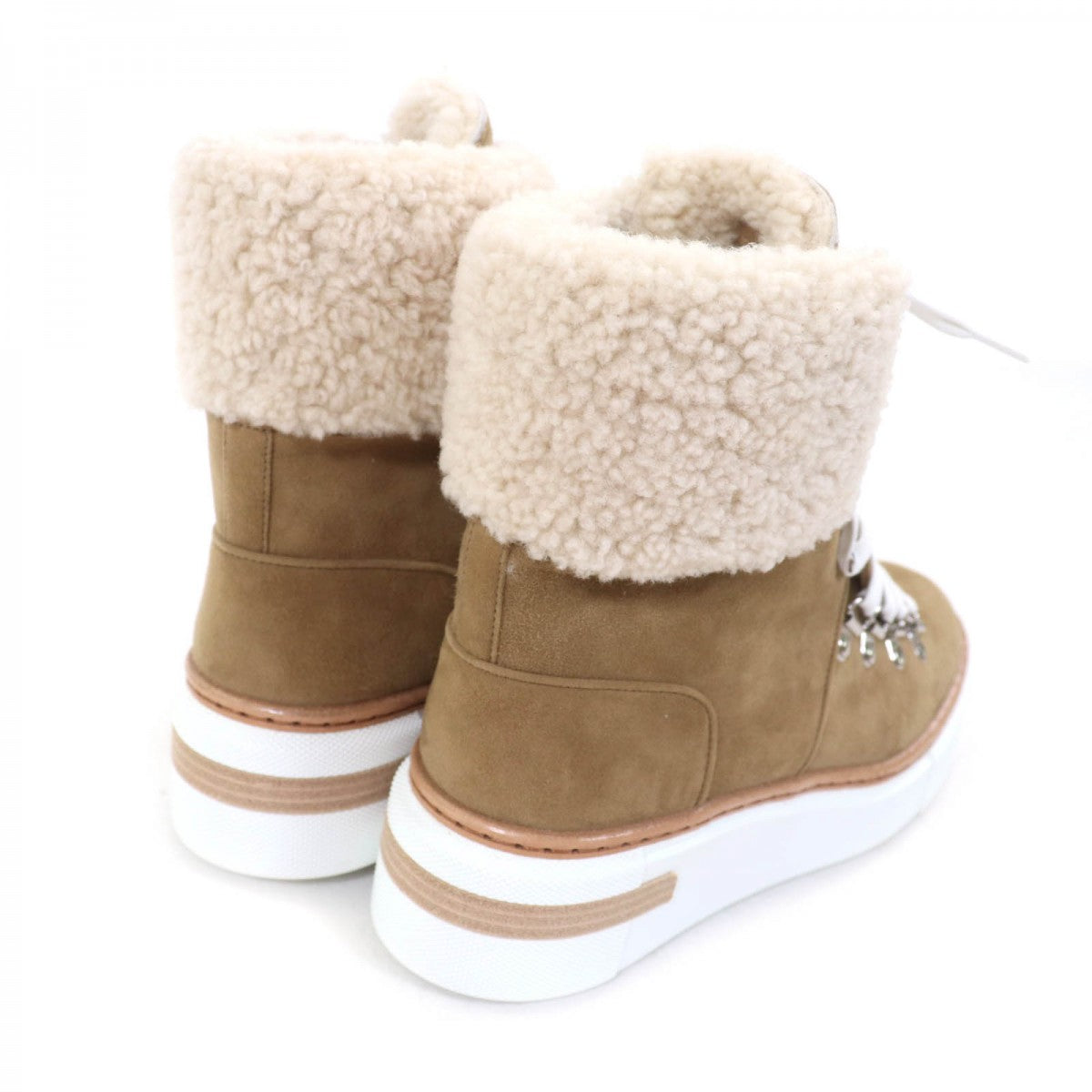 HERMES High cut sneakers Suede leather Brown Flocon 37.5