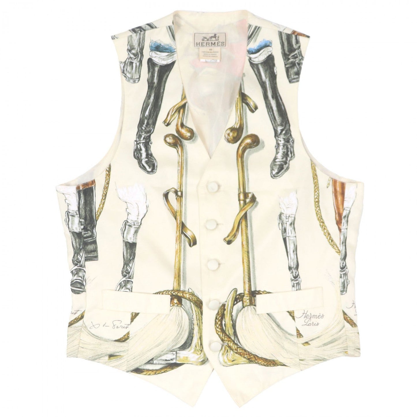 HERMES Vest silk Ivory a propos de bottes 46