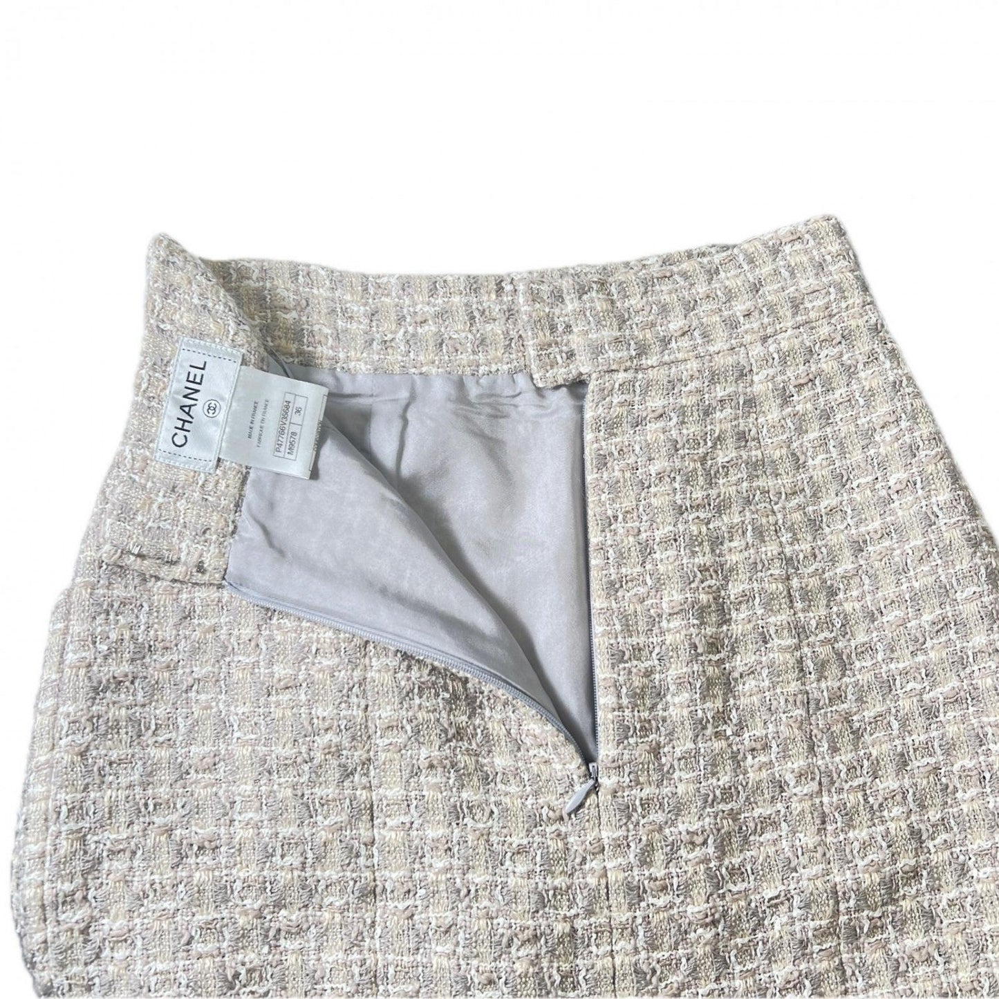 CHANEL Tweed skirt P47766 Viscose (rayon) beige 36