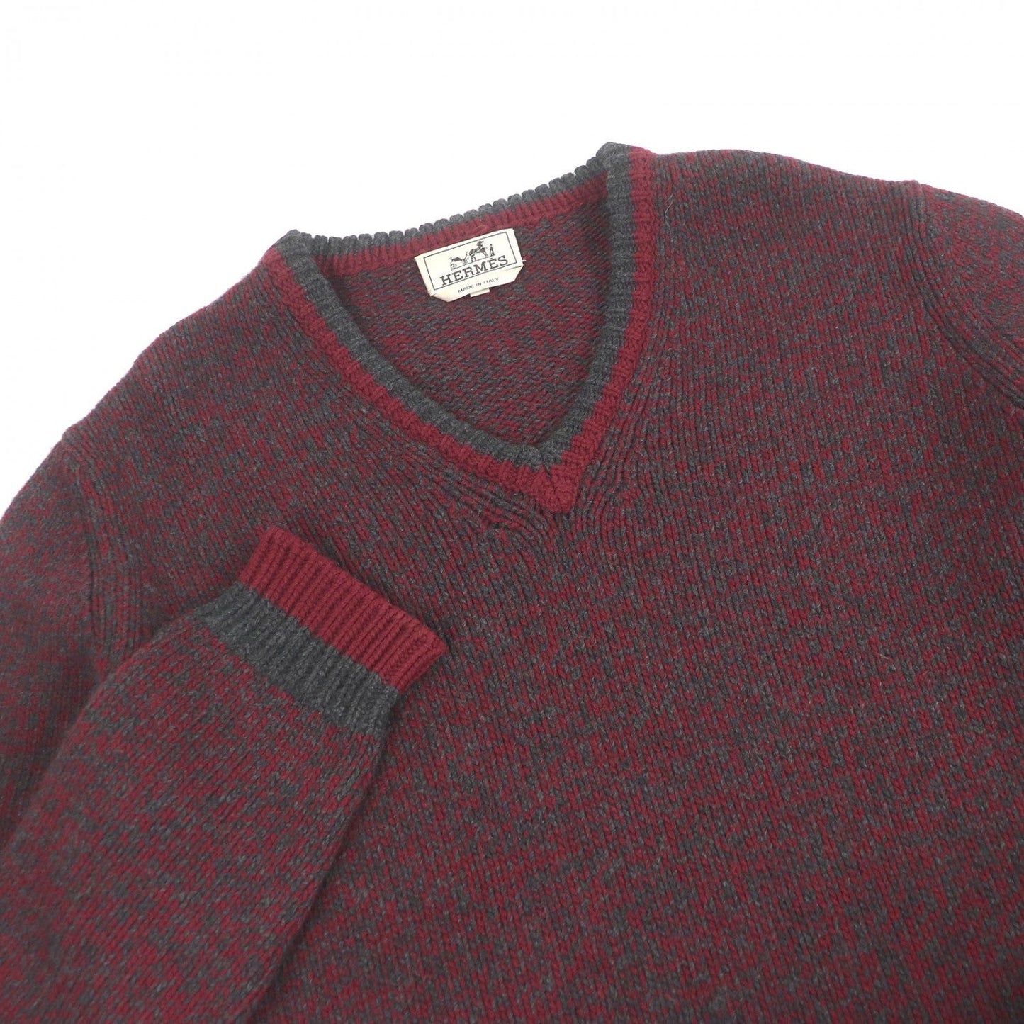HERMES sweater cashmere Bordeaux Grey M