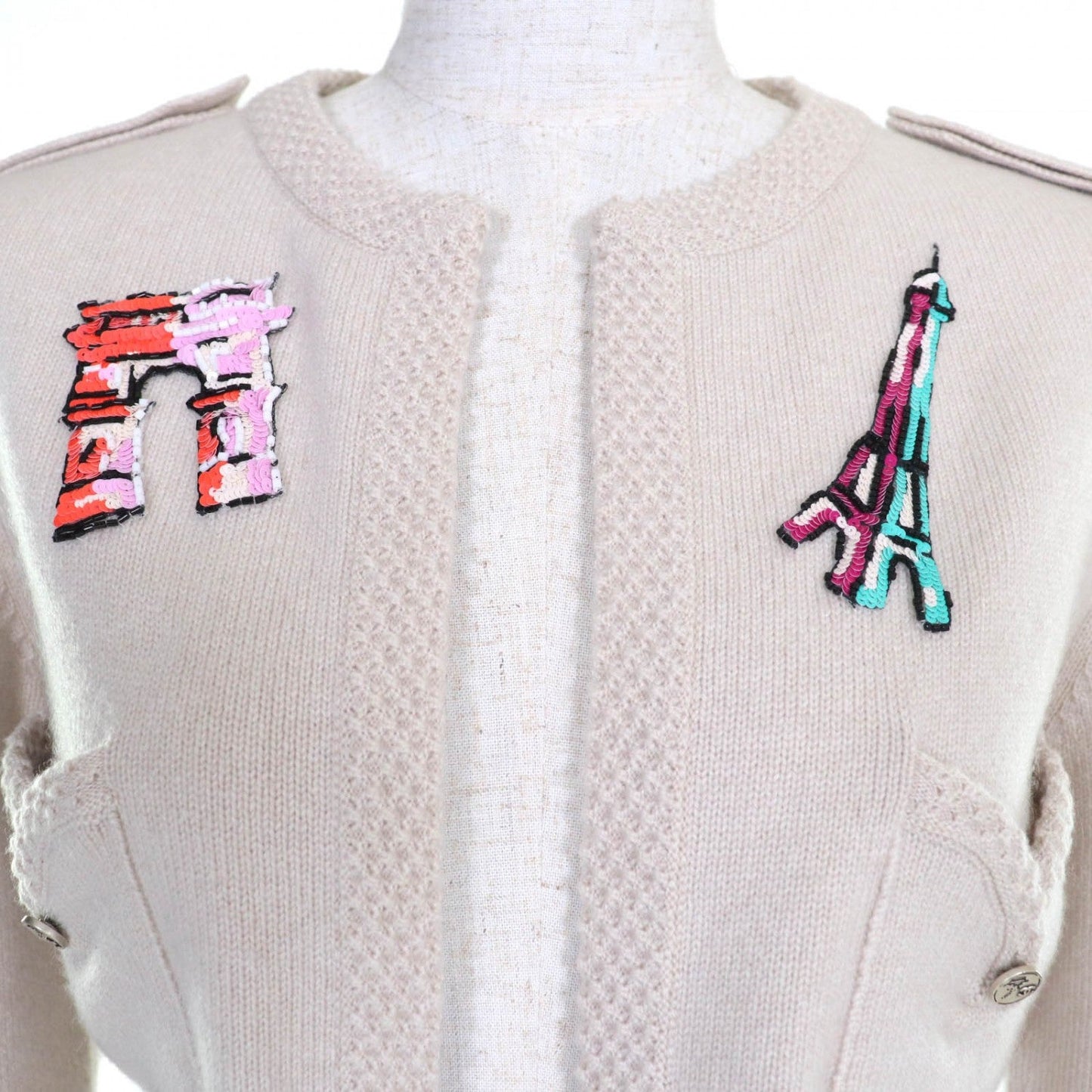 CHANEL cardigan 06Ã¯Â¼Â£ P27653V20072 cashmere beige 40