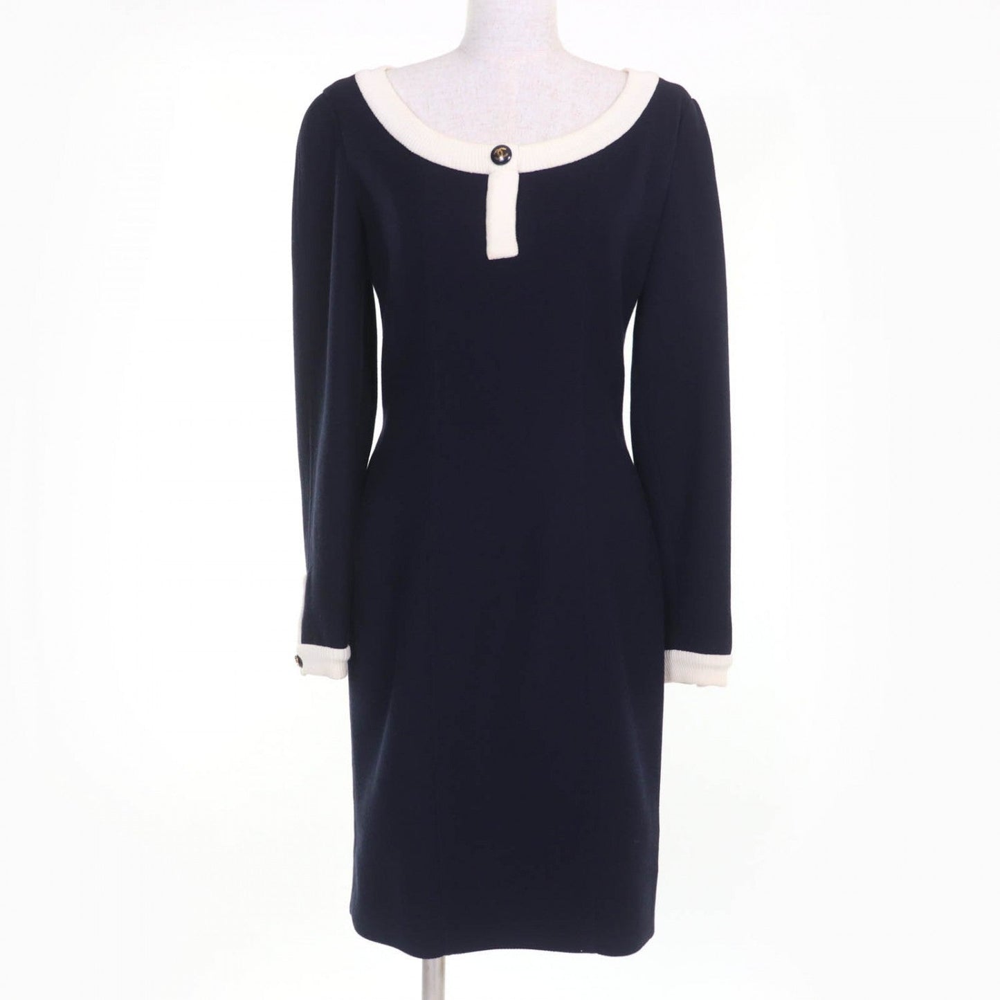CHANEL one piece cotton Navy 36