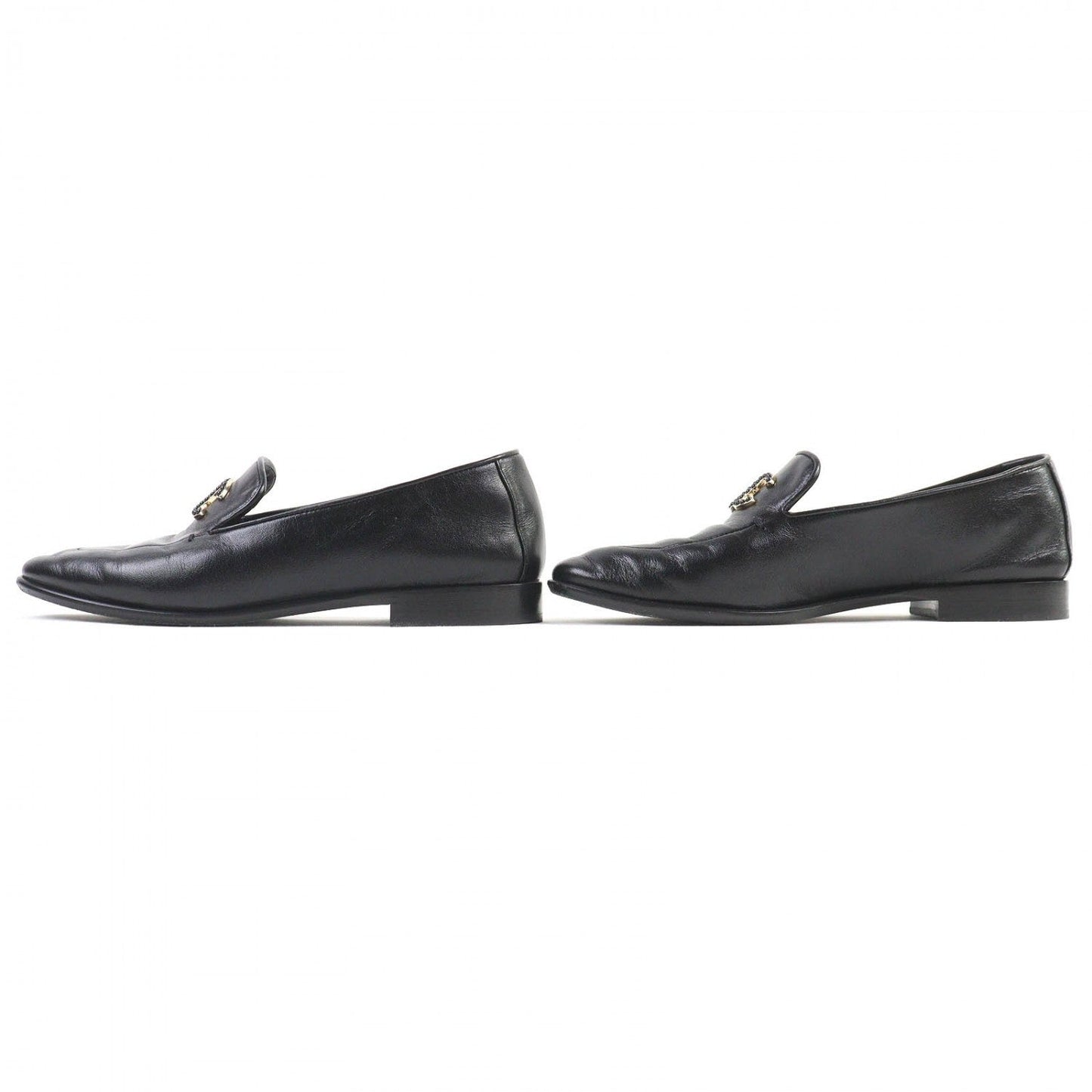 CHANEL loafers G45008 leather black 35.5