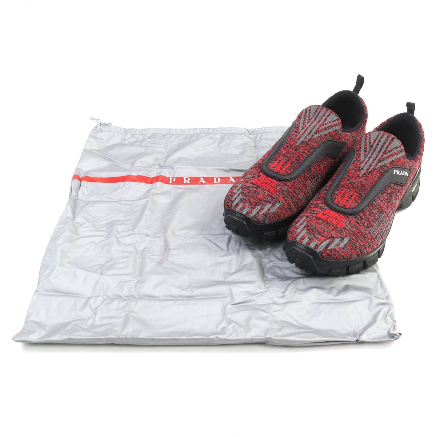 PRADA sneakers knit Red type Cross Action Slip-On 7
