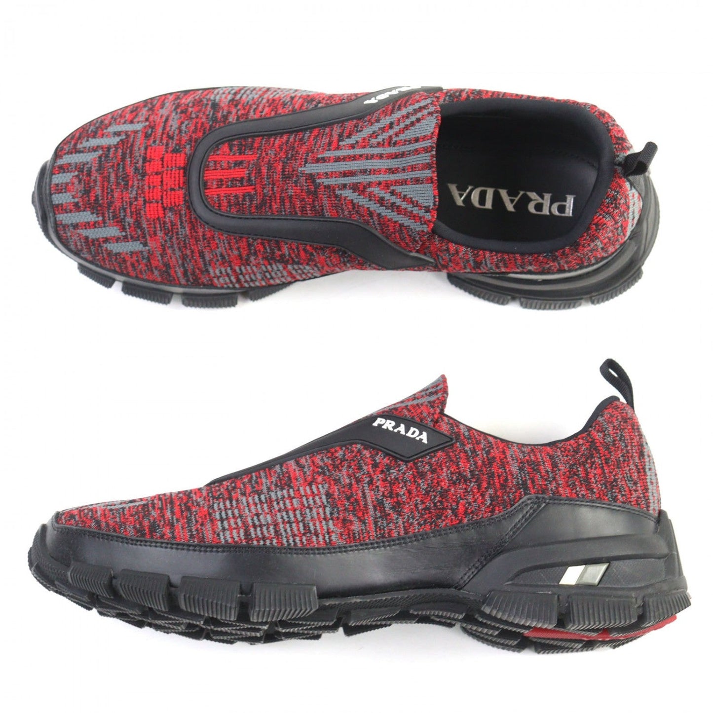 PRADA sneakers knit Red type Cross Action Slip-On 7