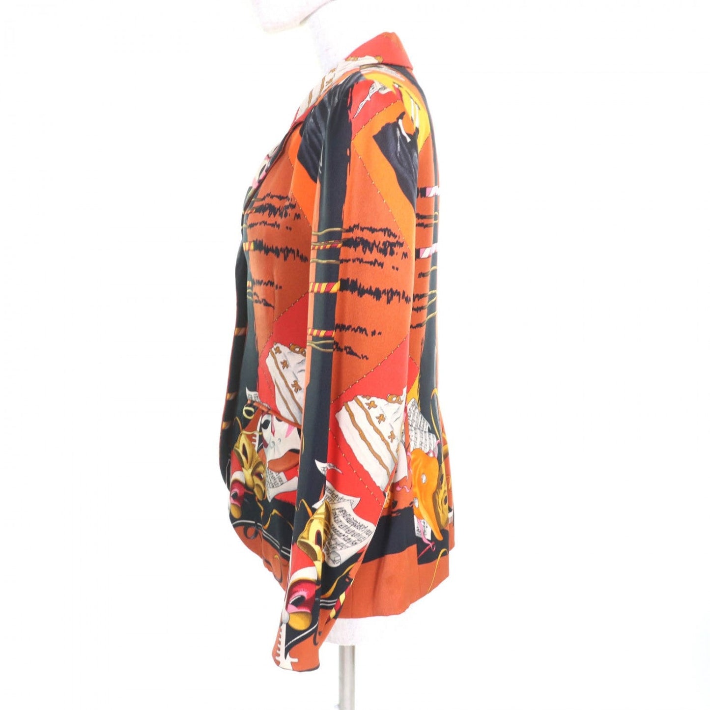 HERMES tailored jacket silk Multi LE CARNAVAL DE VENISE 40
