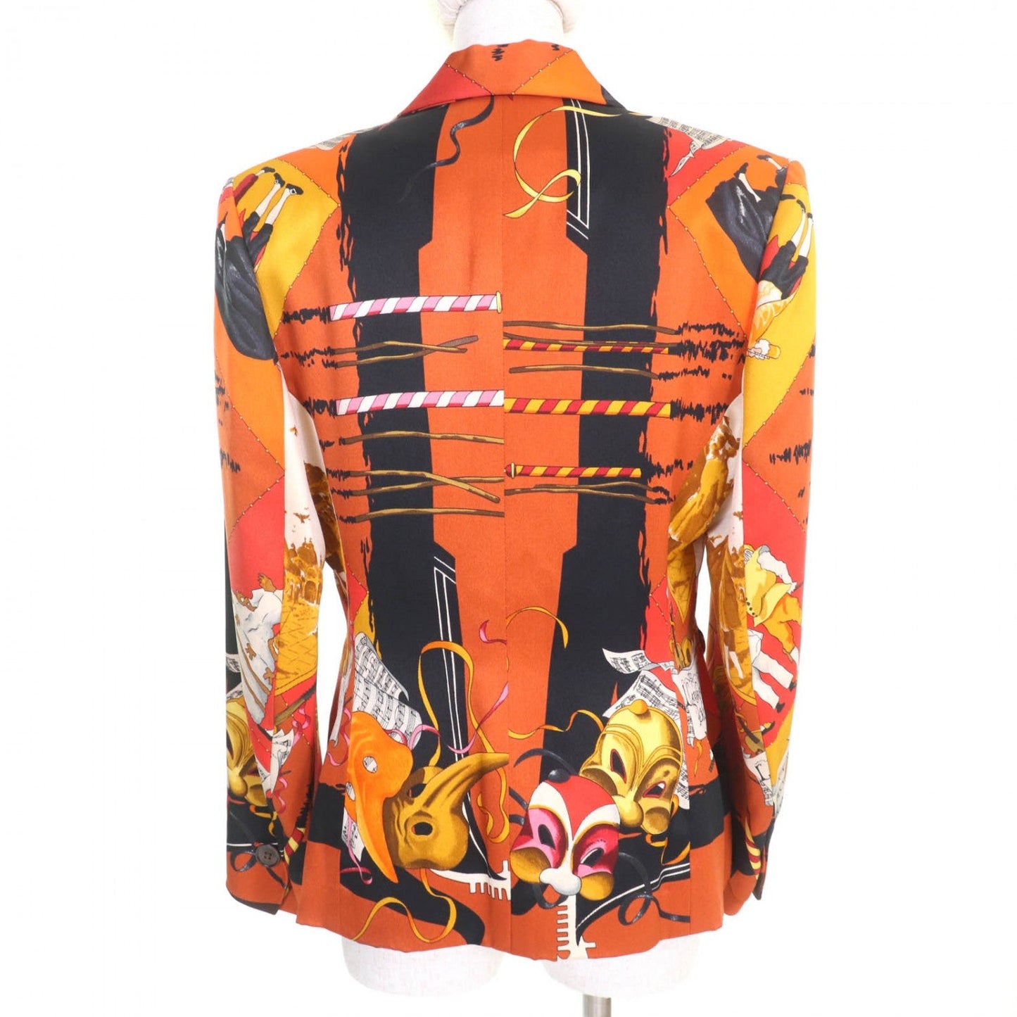 HERMES tailored jacket silk Multi LE CARNAVAL DE VENISE 40