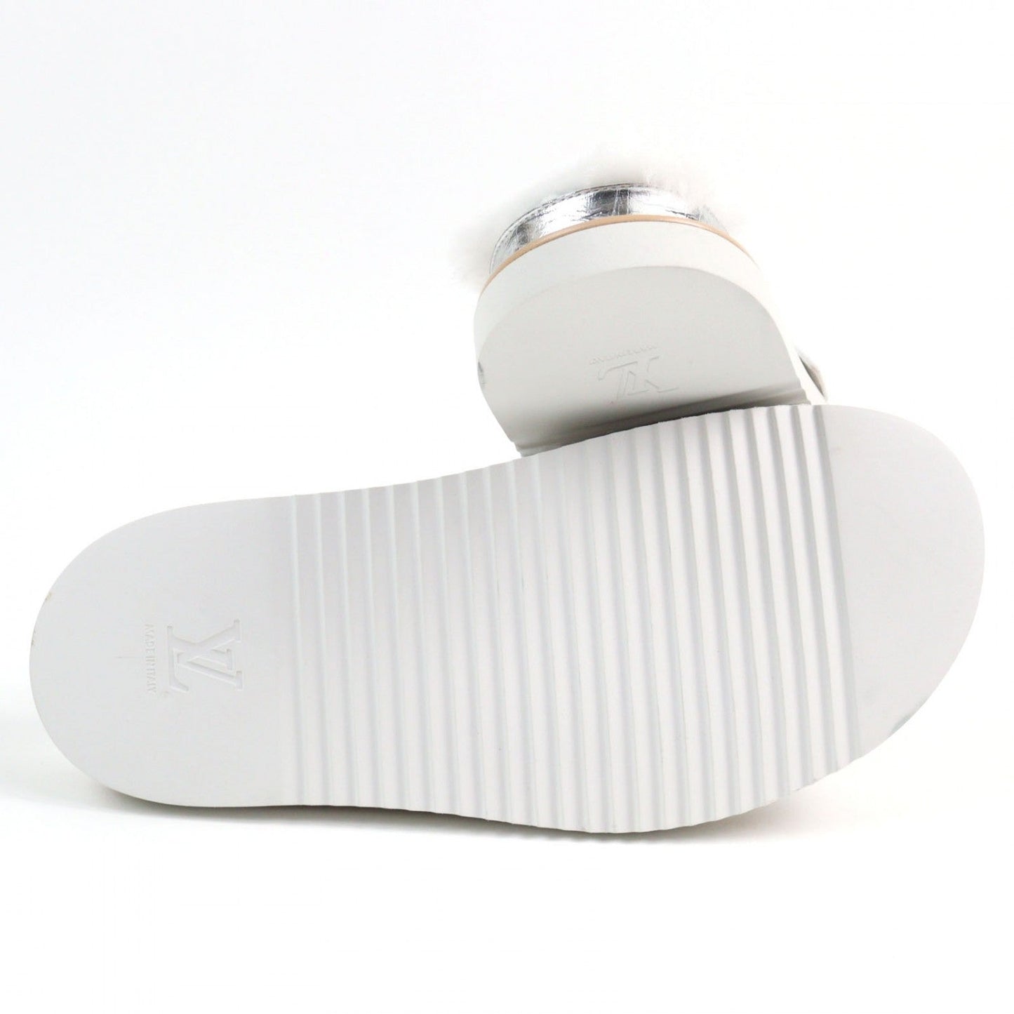 LOUIS VUITTON Sandals 1A9INM leather Silver LV Easy Line 7