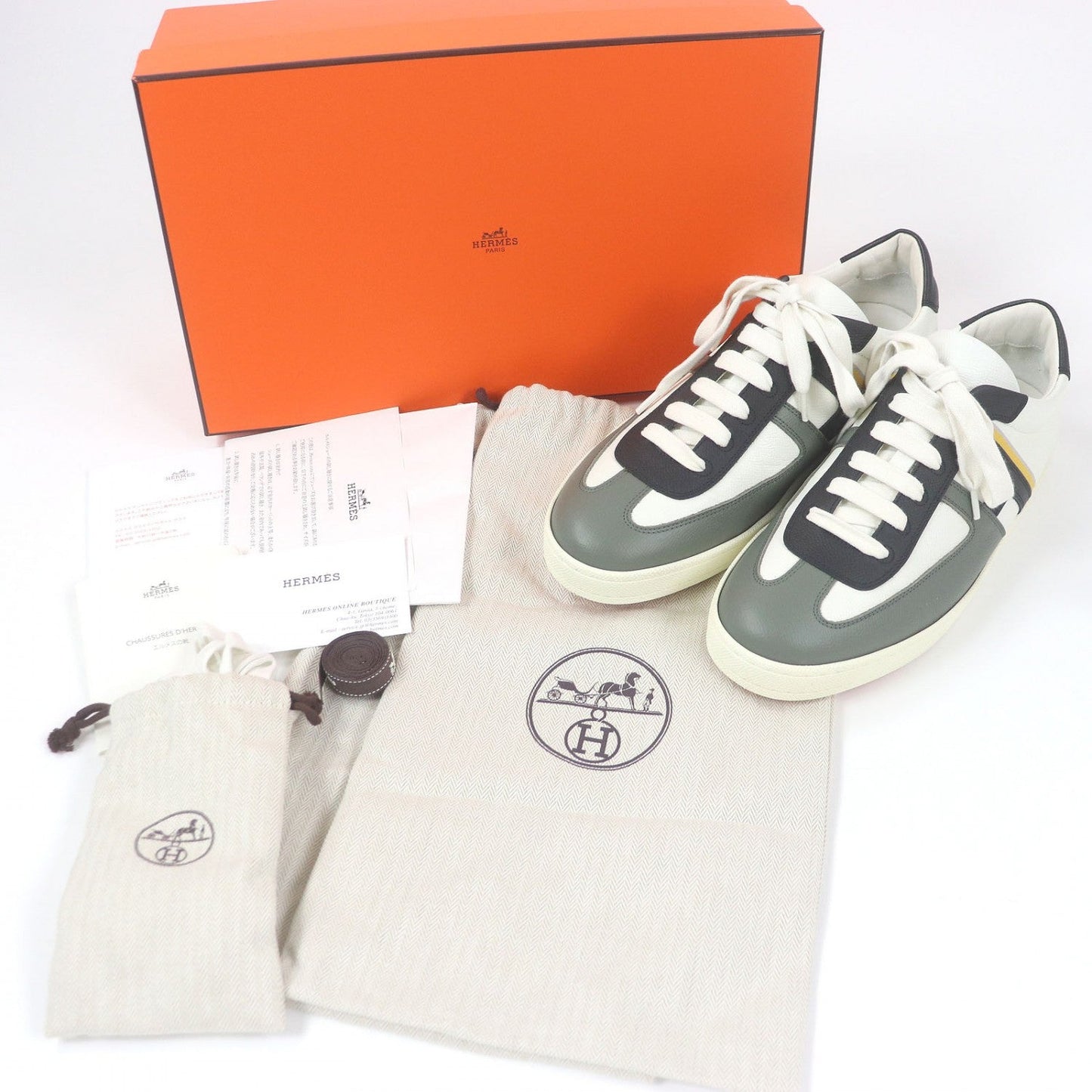 HERMES sneakers leather White type Multicolor boomerang 41