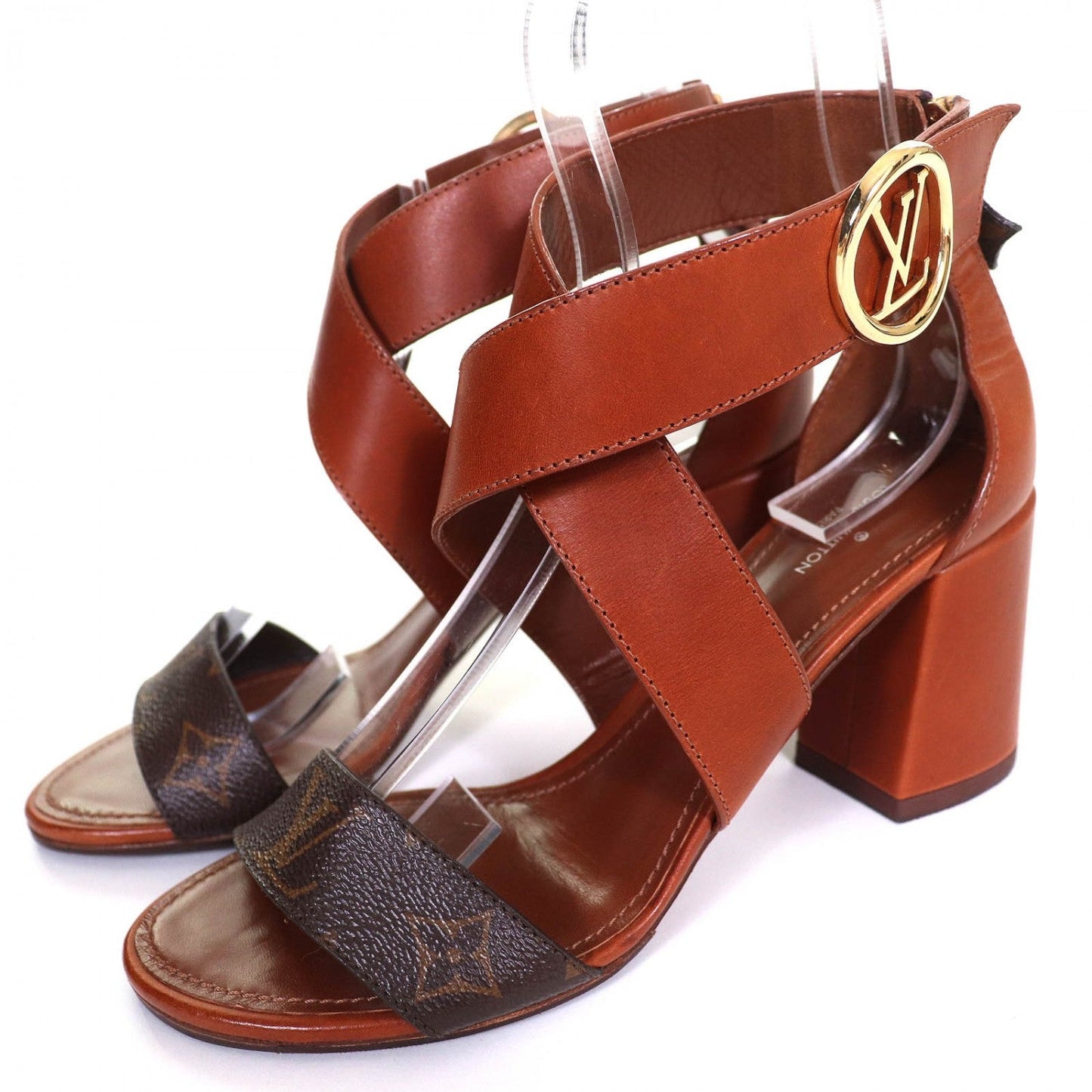 LOUIS VUITTON Sandals leather Brown horizon line 37.5