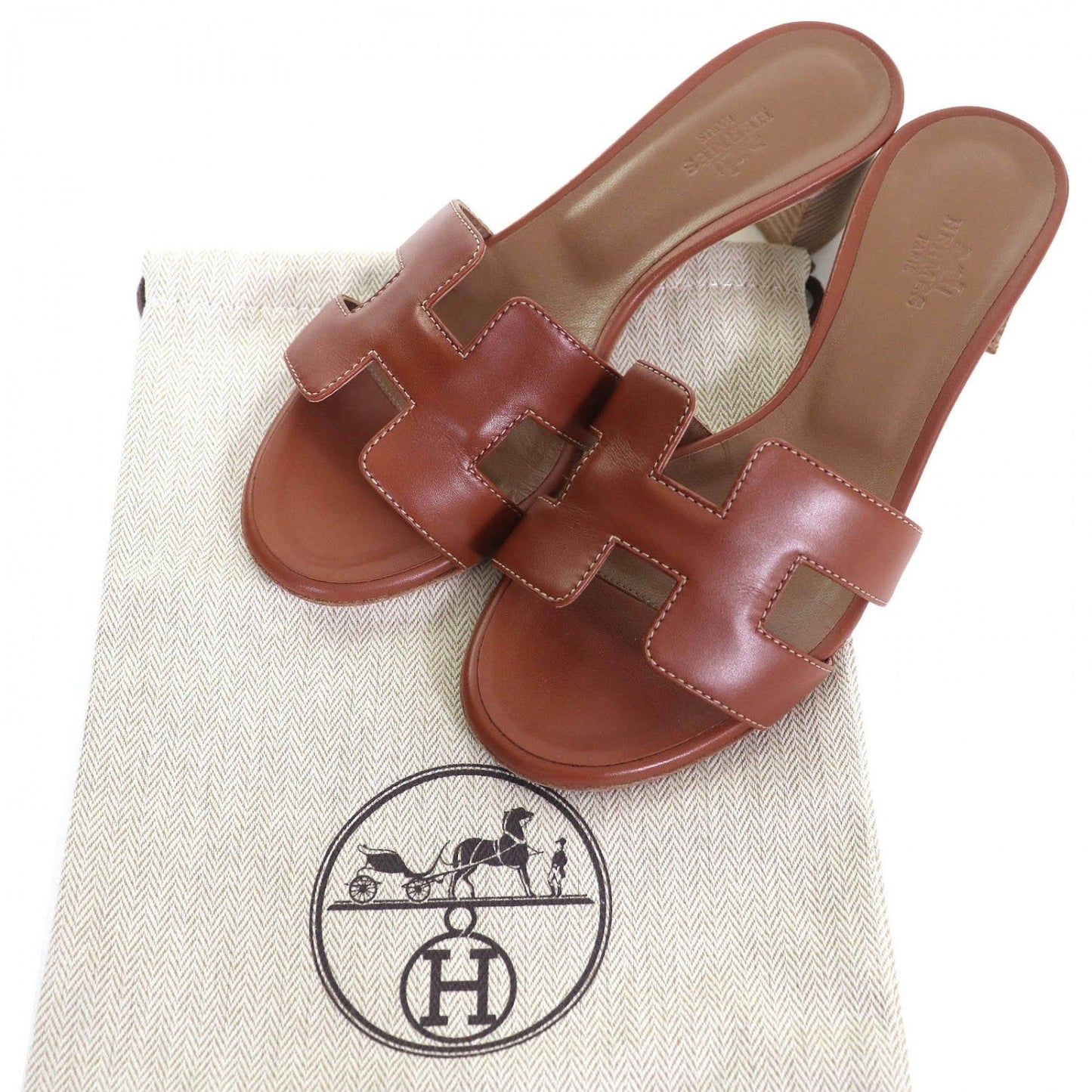 HERMES Mule 071002Z leather Brown Oasis 35