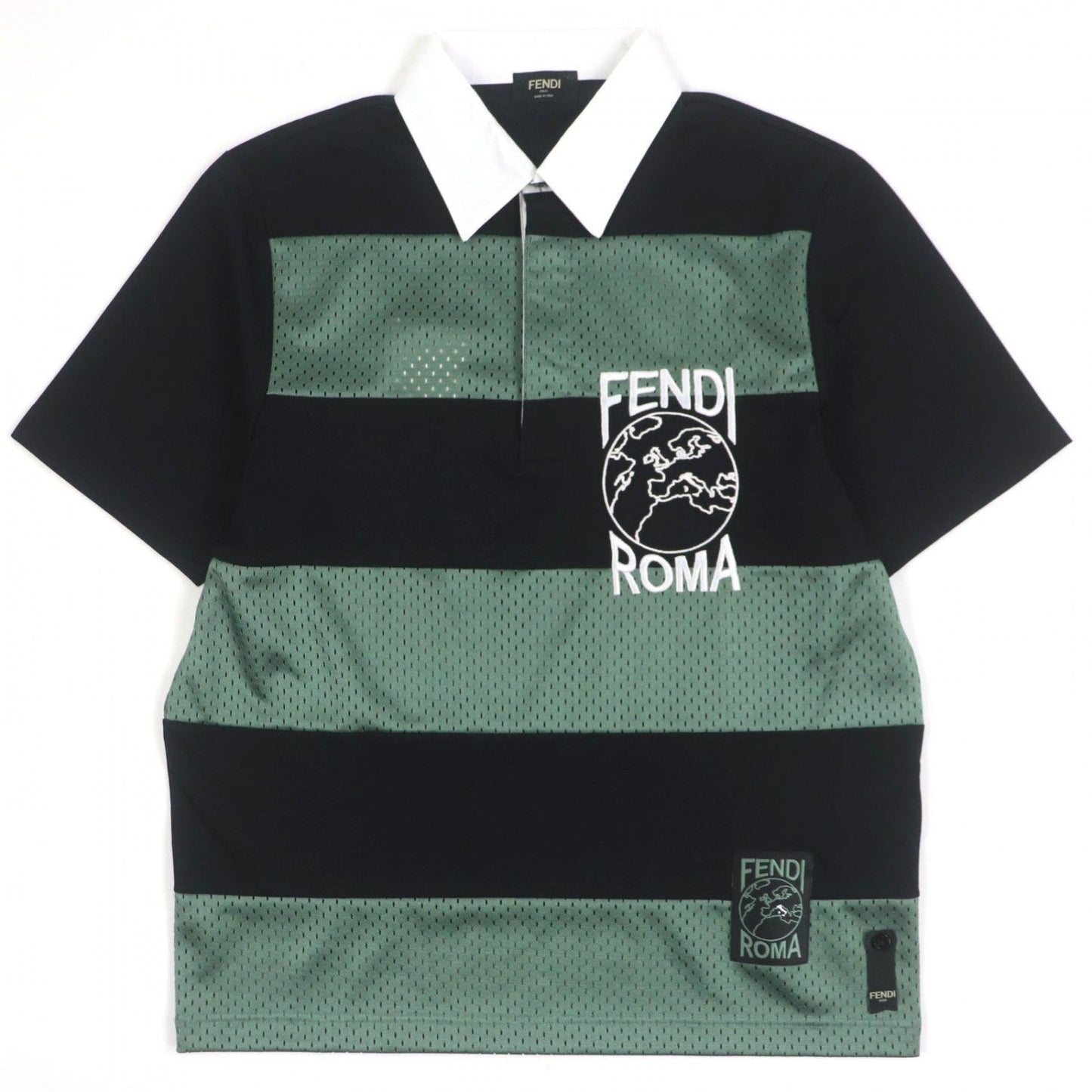 FENDI Short sleeve polo shirt FAF630 cotton Green black XS