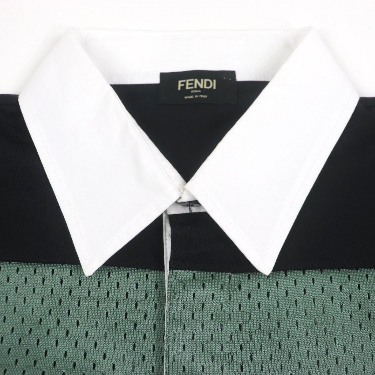 FENDI Short sleeve polo shirt FAF630 cotton Green black XS