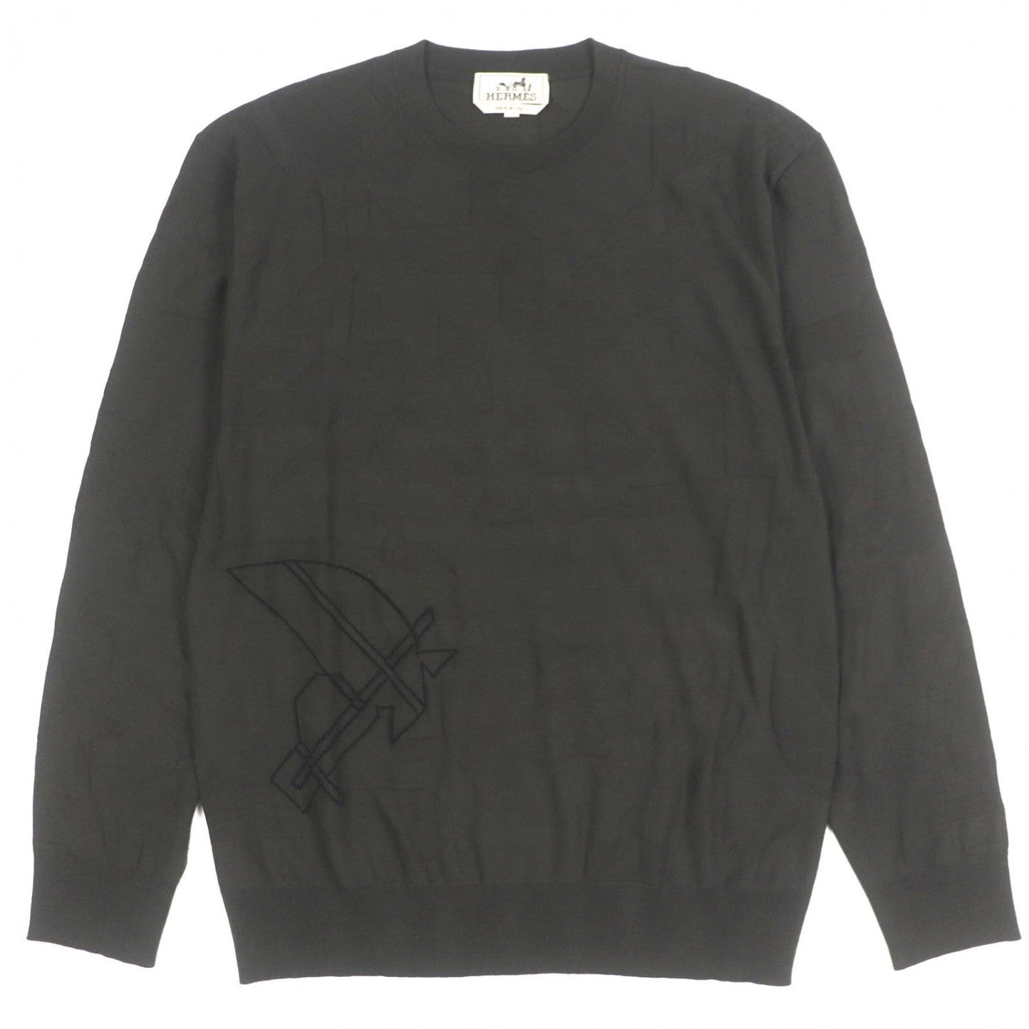 HERMES sweater wool Dark brown S