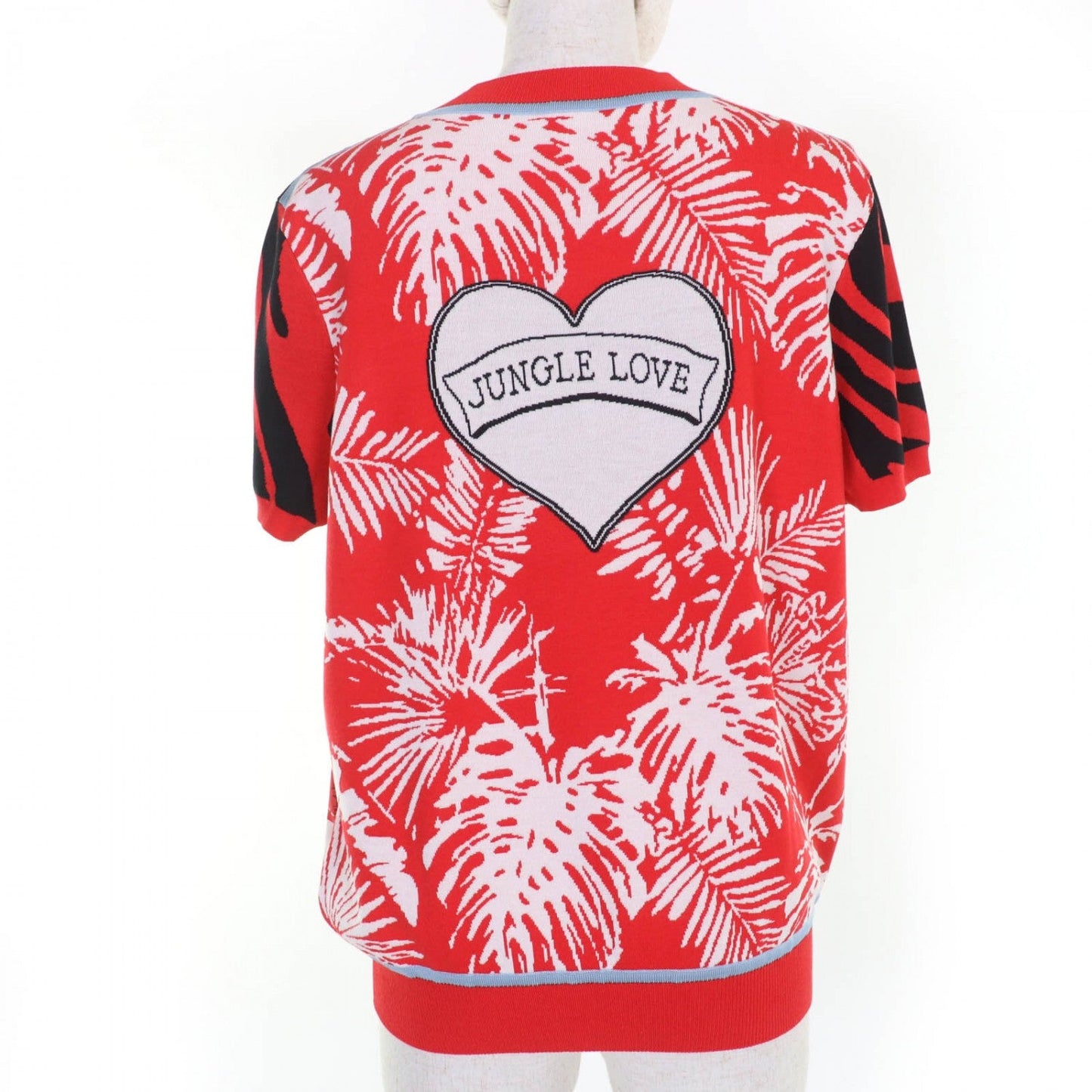 HERMES Short sleeve knit 3E2868D3 silk Red type Jungle love 40
