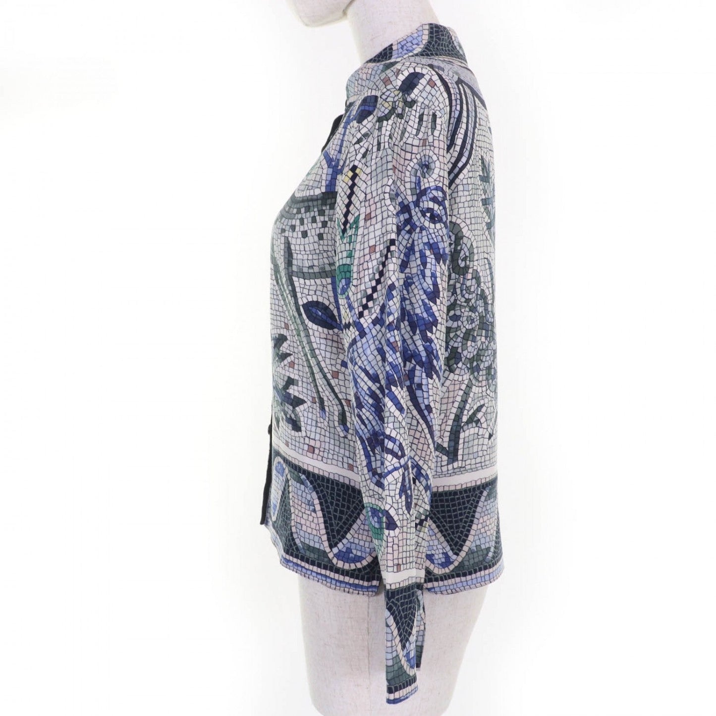 HERMES Long sleeve shirt silk multicolor PAVEMENT 34