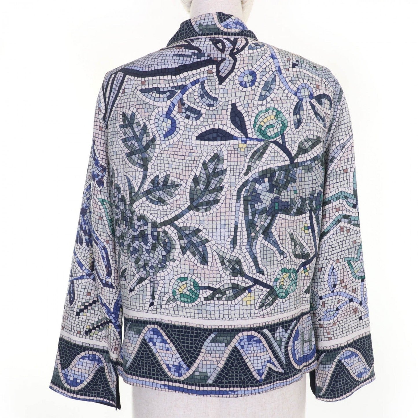 HERMES Long sleeve shirt silk multicolor PAVEMENT 34