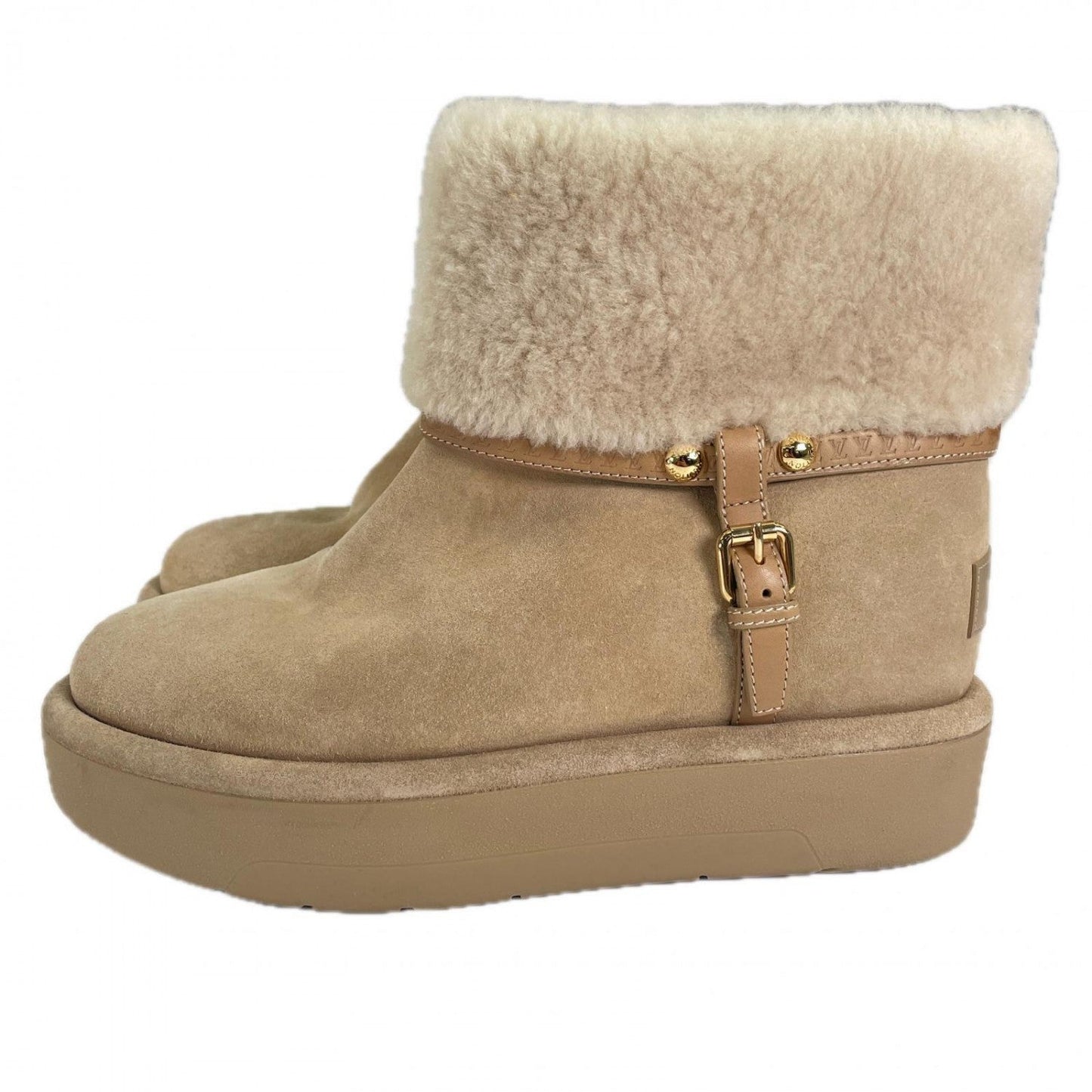 LOUIS VUITTON short boots Mouton beige Aspen Line 37