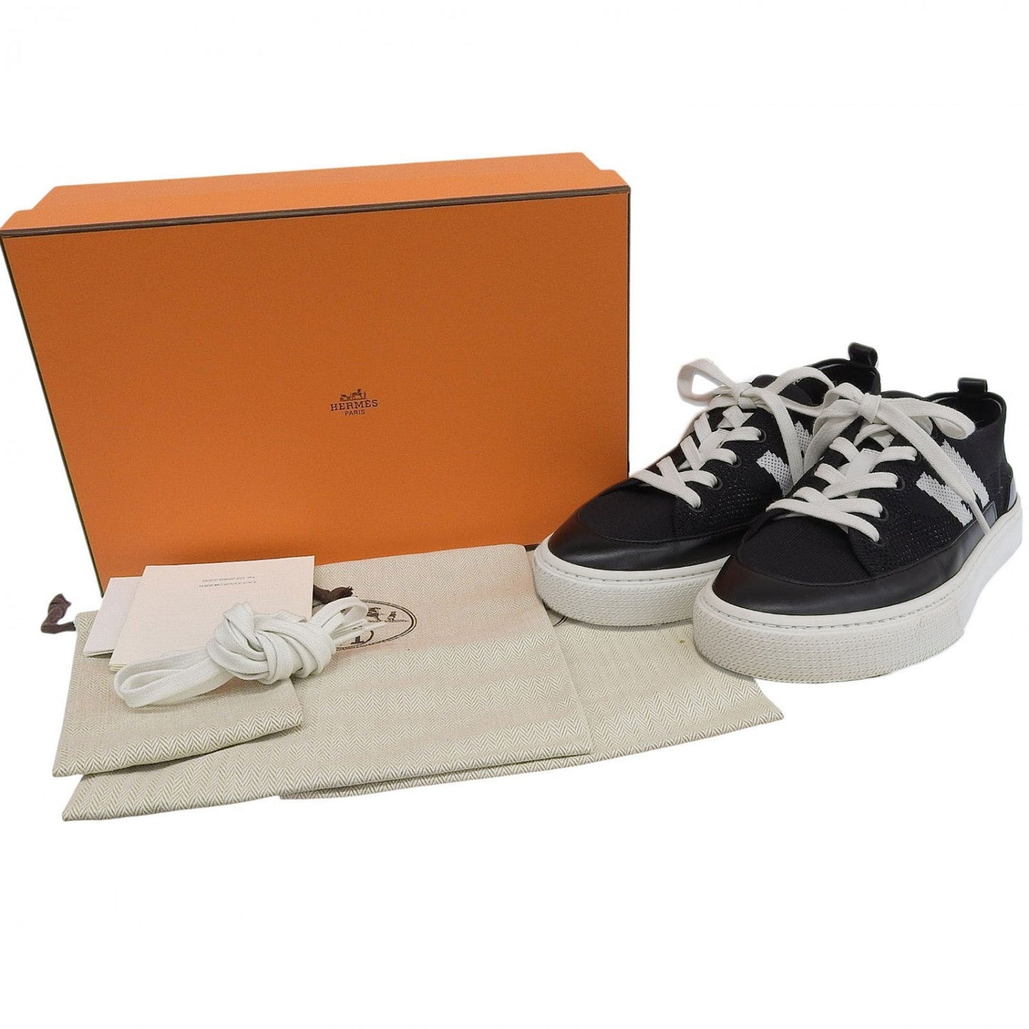 HERMES sneakers knit Black White deep 37