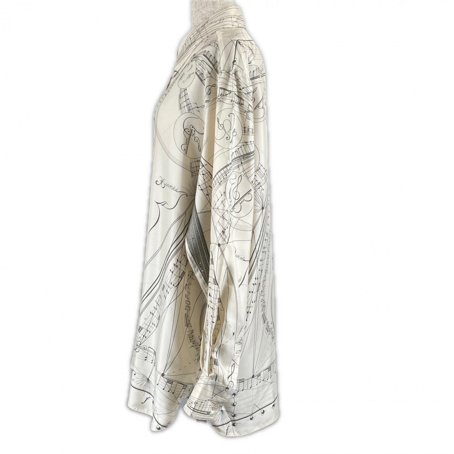 HERMES Long sleeve shirt E3939 silk Ivory 40