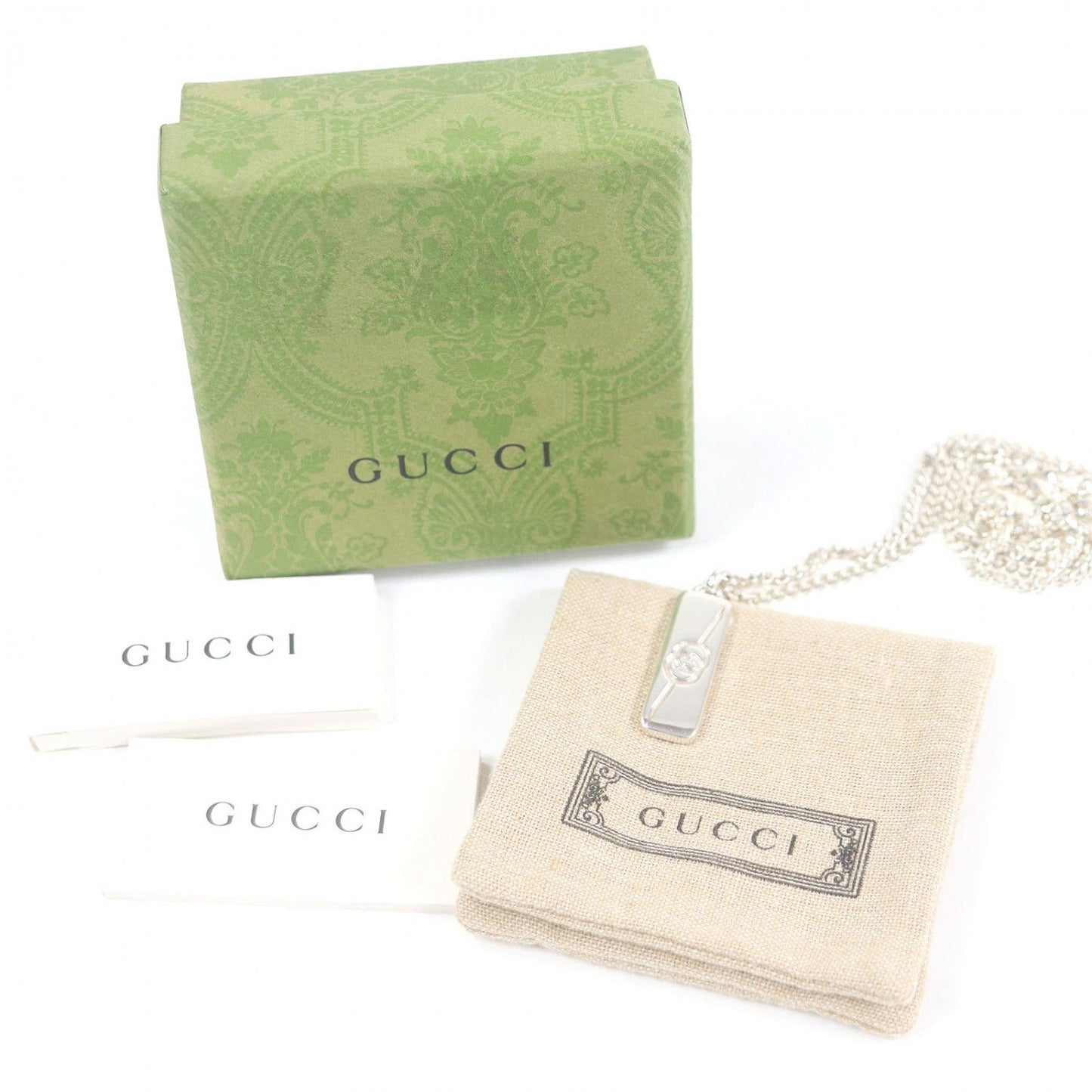 GUCCI Necklace 774055 AG925 Silver Diagonal Interlocking G