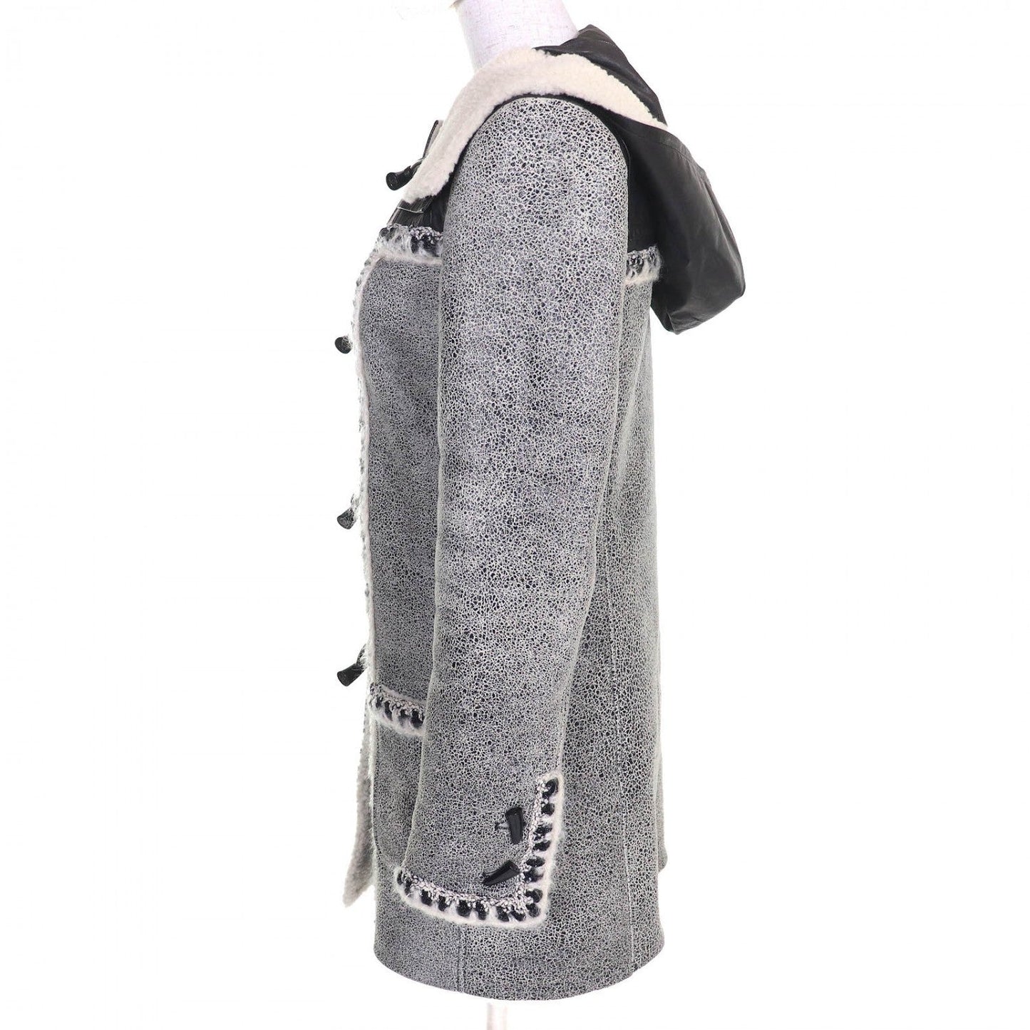 CHANEL Duffel coat P42361 Mouton Black White type 36