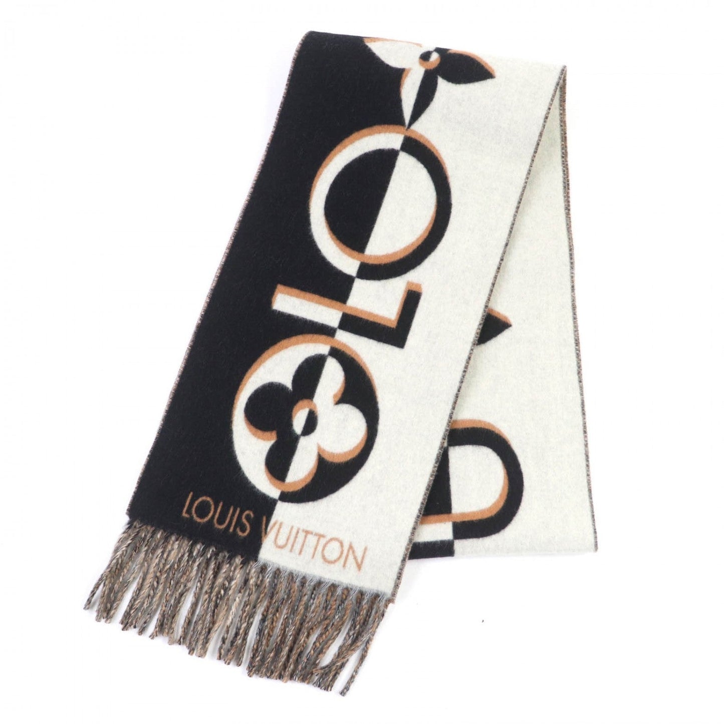 LOUIS VUITTON Scarf M90806 wool Noir Muffler Duo Infinity 205cmÃ26cm