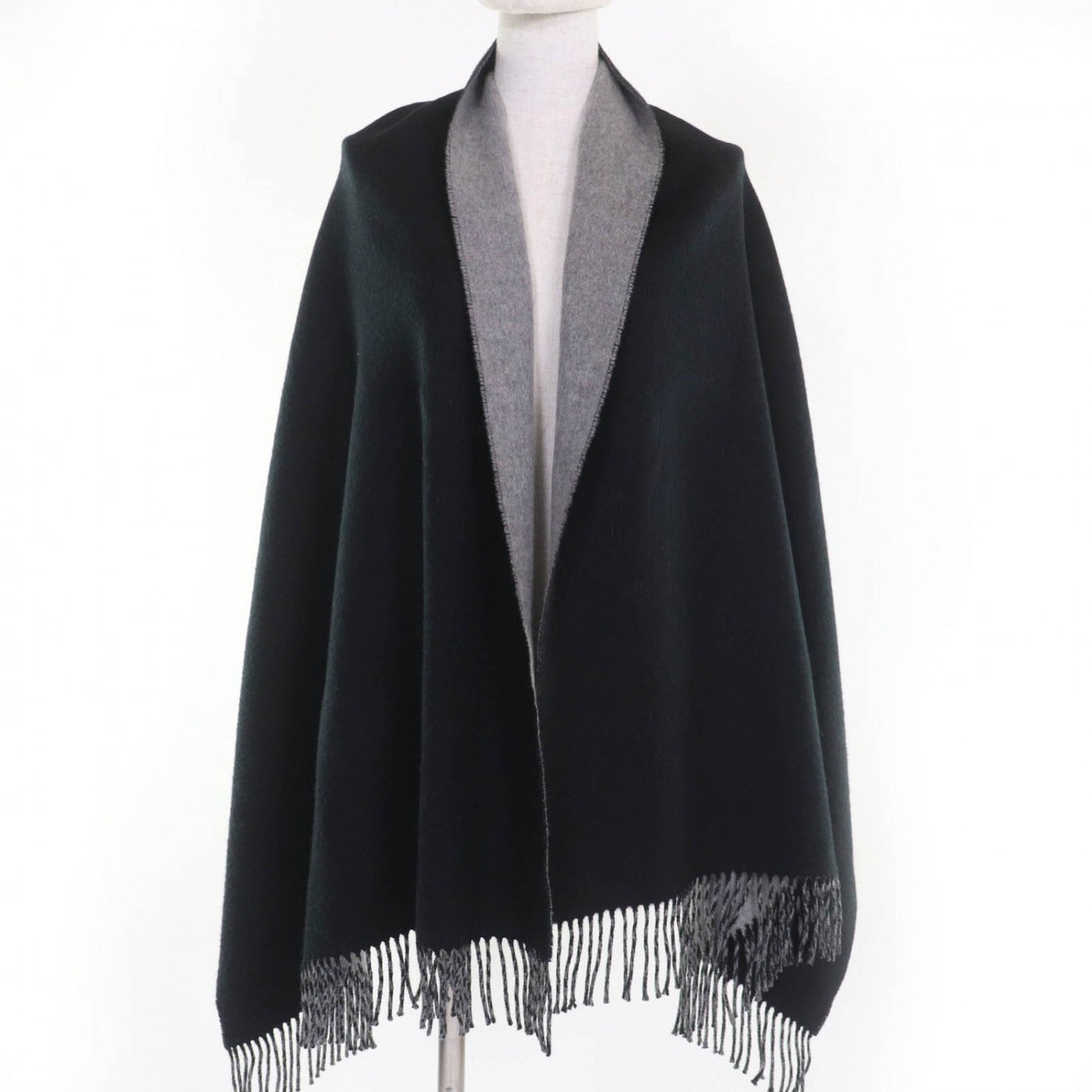 HERMES Scarf cashmere Black Grey