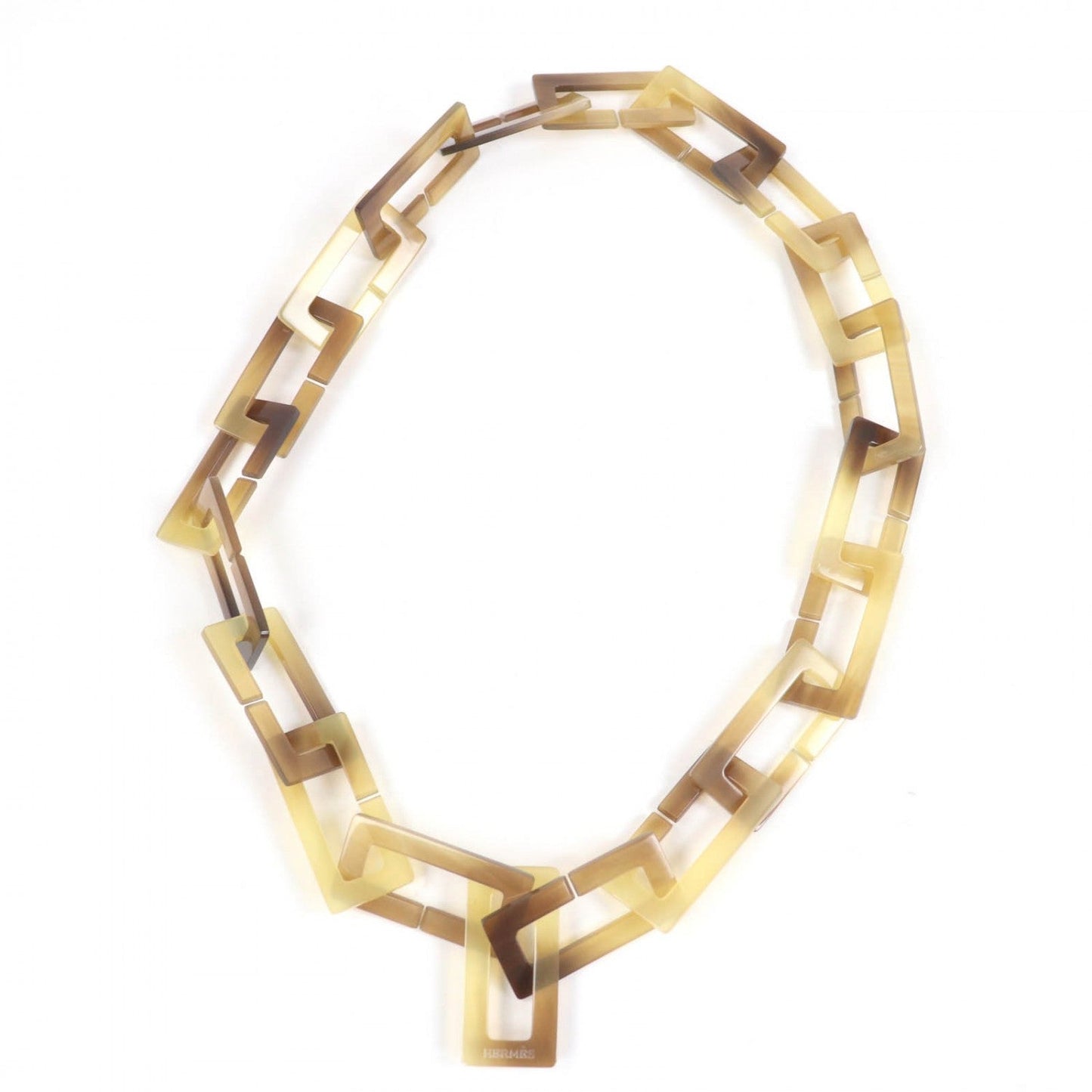 HERMES Necklace Buffalo horn Brown beige