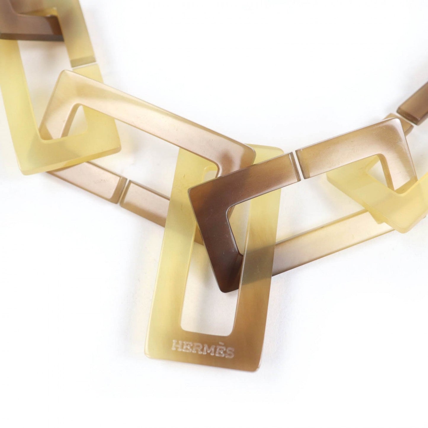HERMES Necklace Buffalo horn Brown beige