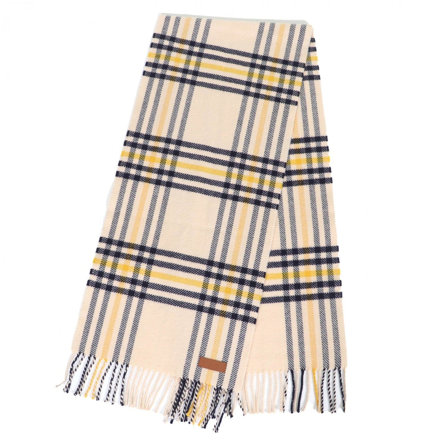 HERMES Scarf cashmere Cream Navy Yellow