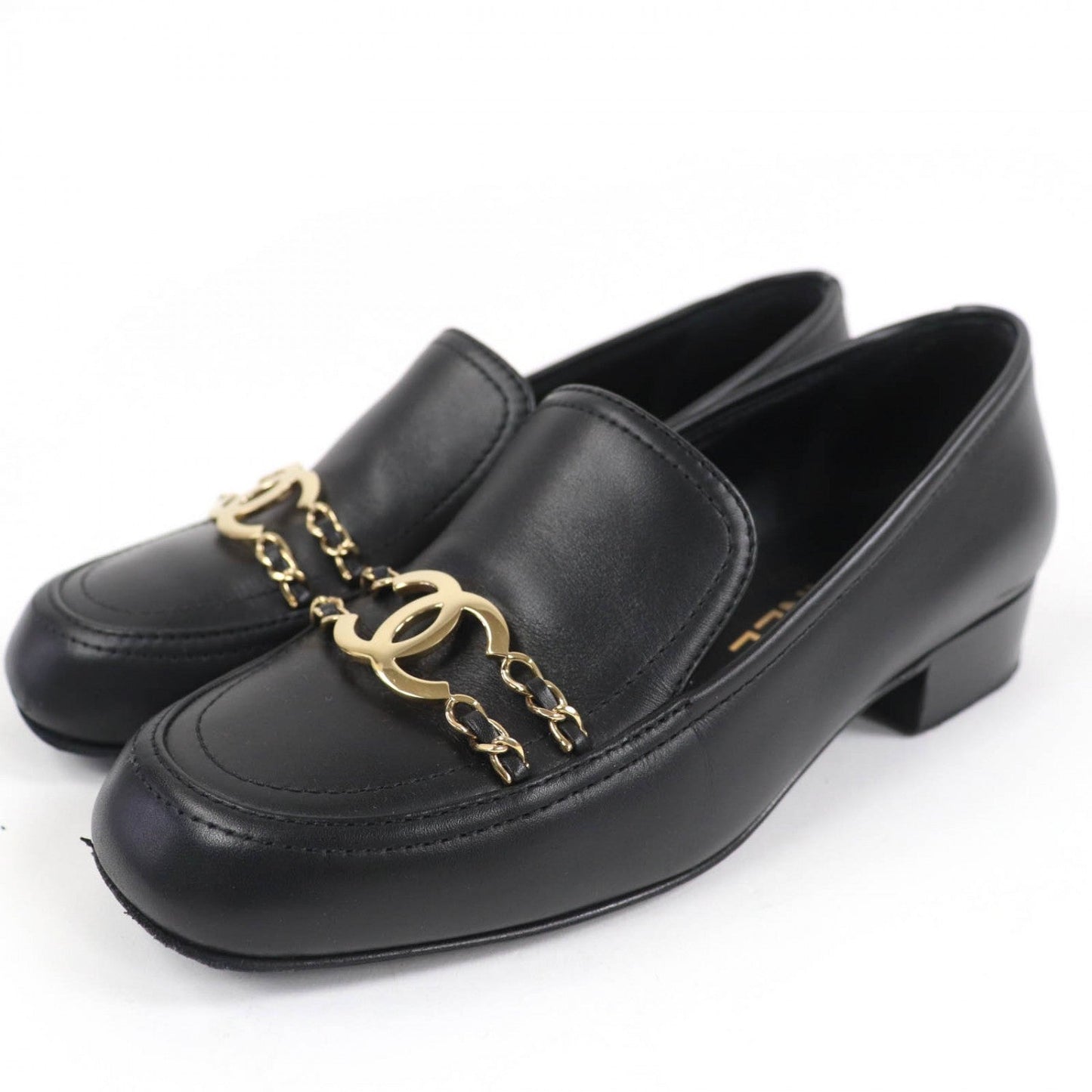 CHANEL loafers G31974 leather black 36.5