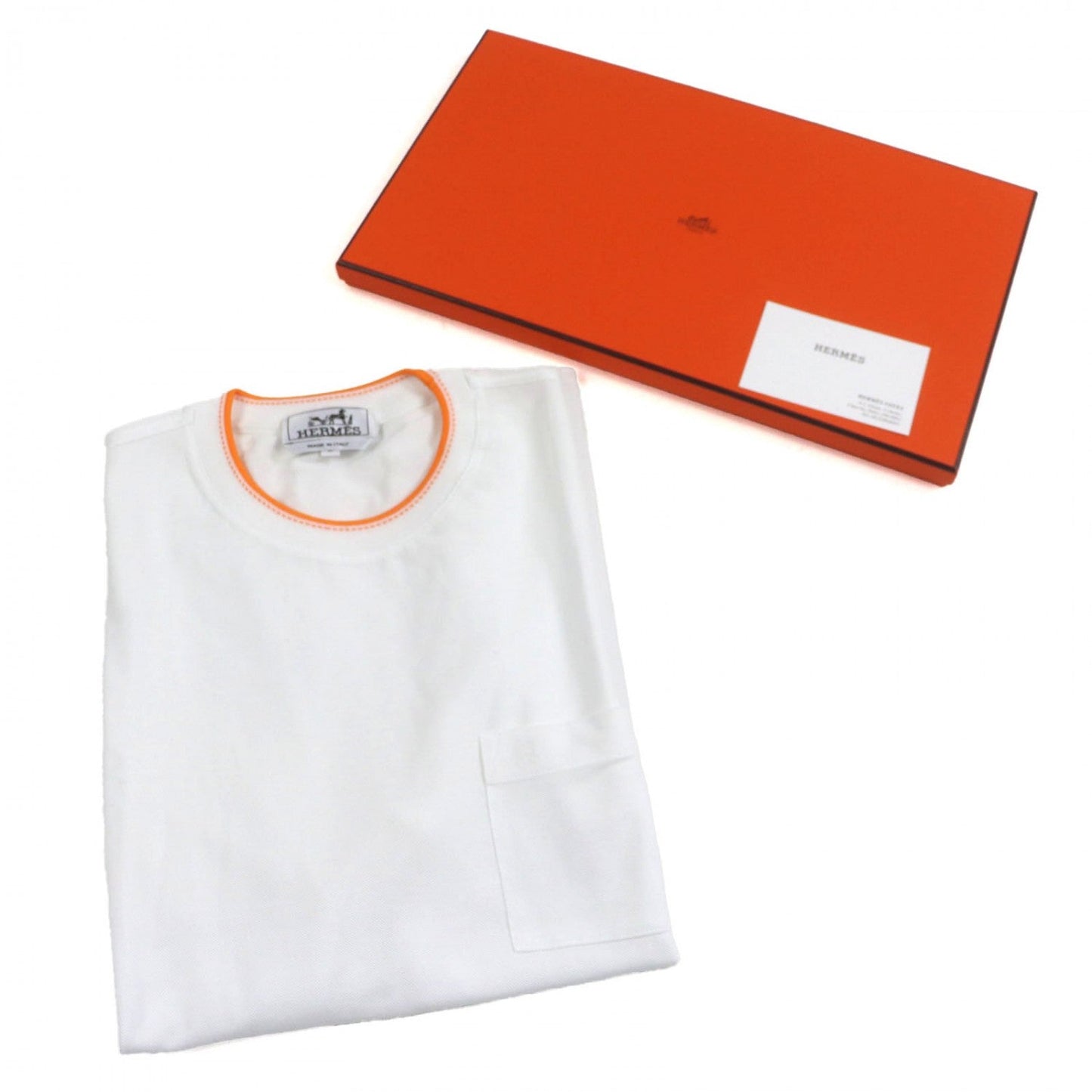 HERMES Short sleeve T-shirt cotton White orange M