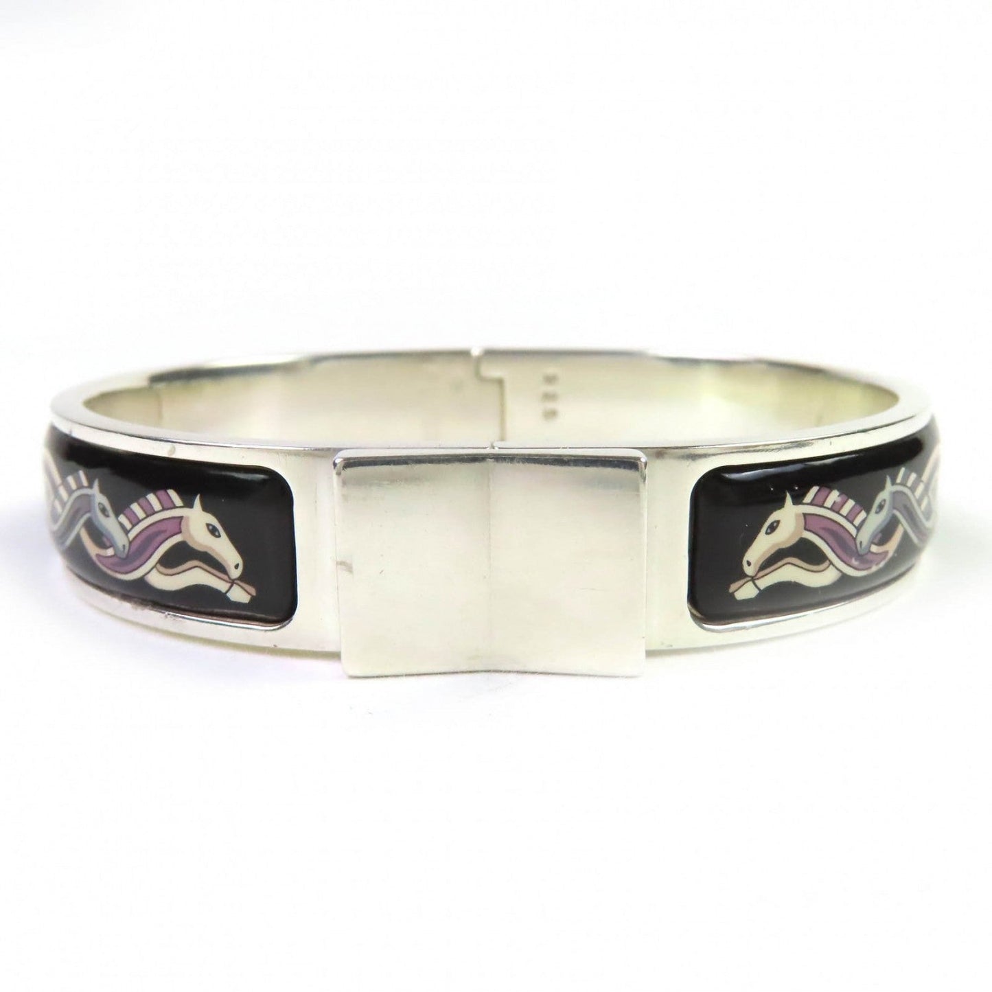 HERMES Bangle SV925 Silver black clicclac H