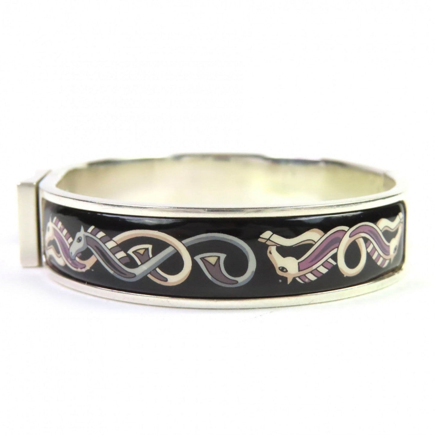 HERMES Bangle SV925 Silver black clicclac H