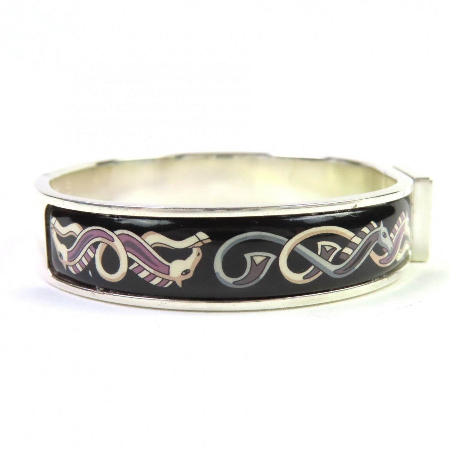 HERMES Bangle SV925 Silver black clicclac H