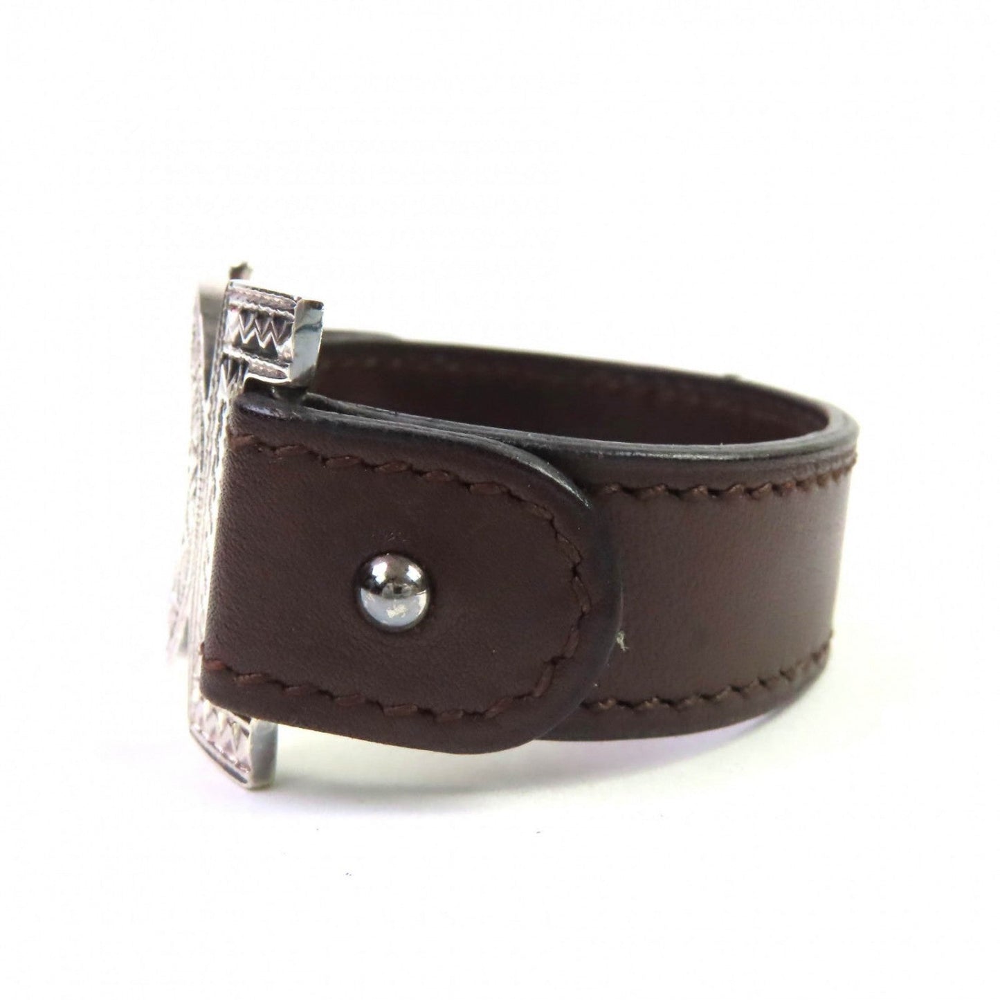 HERMES bracelet SV925 Silver Dark Brown Touareg Bracelet