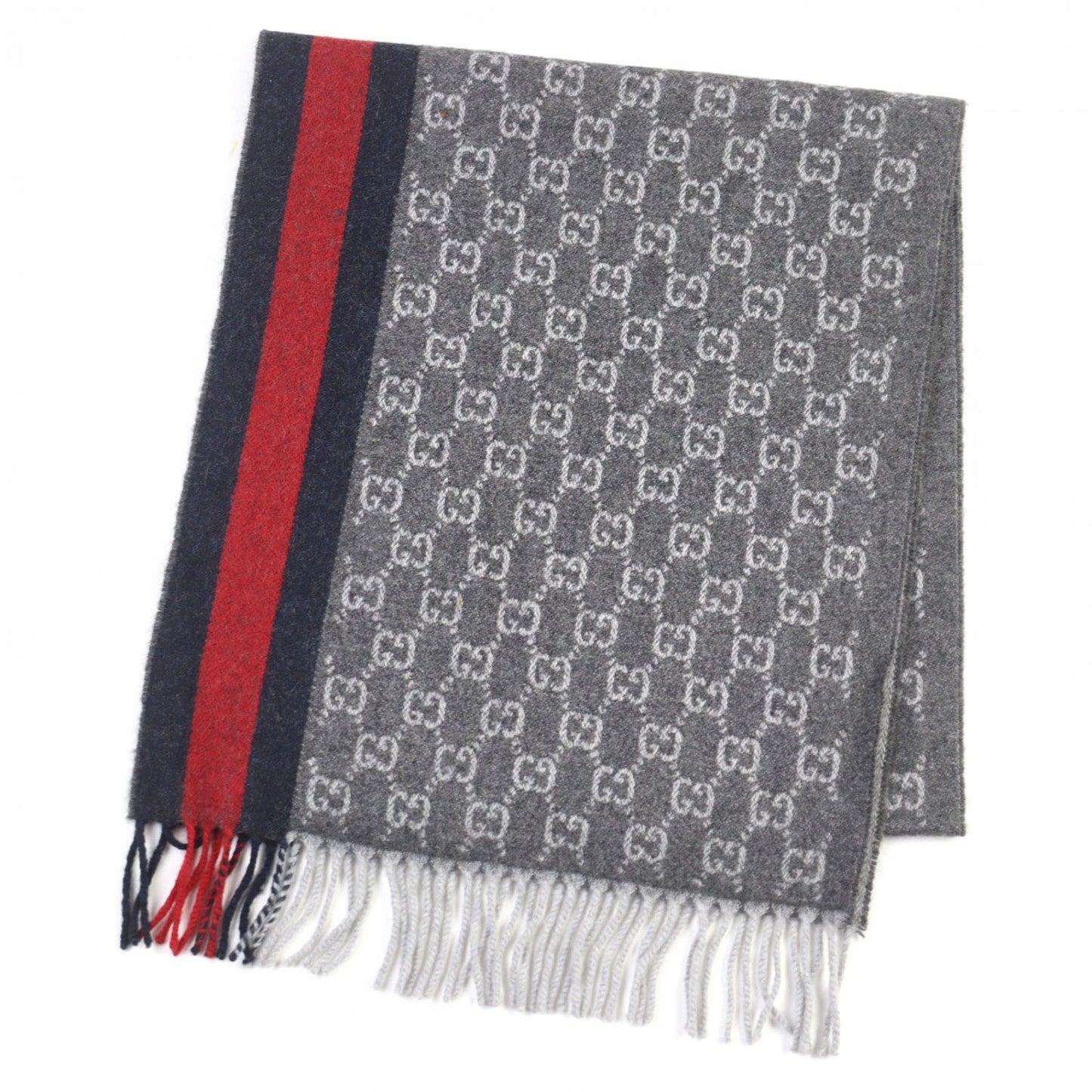 GUCCI Scarf 391531 cashmere Gray type 35Ã165cm