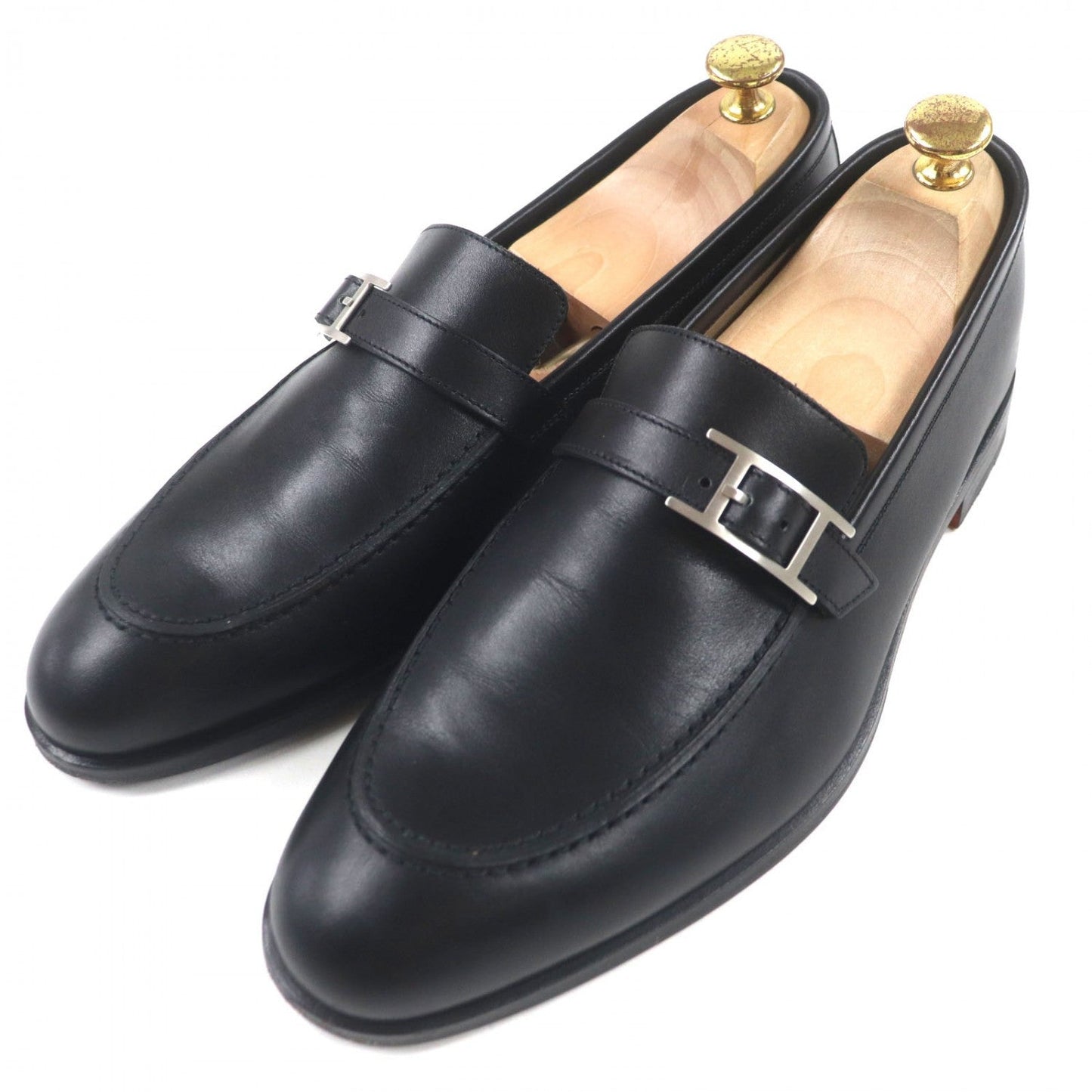 HERMES loafers 171435Z leather black Monterey 42