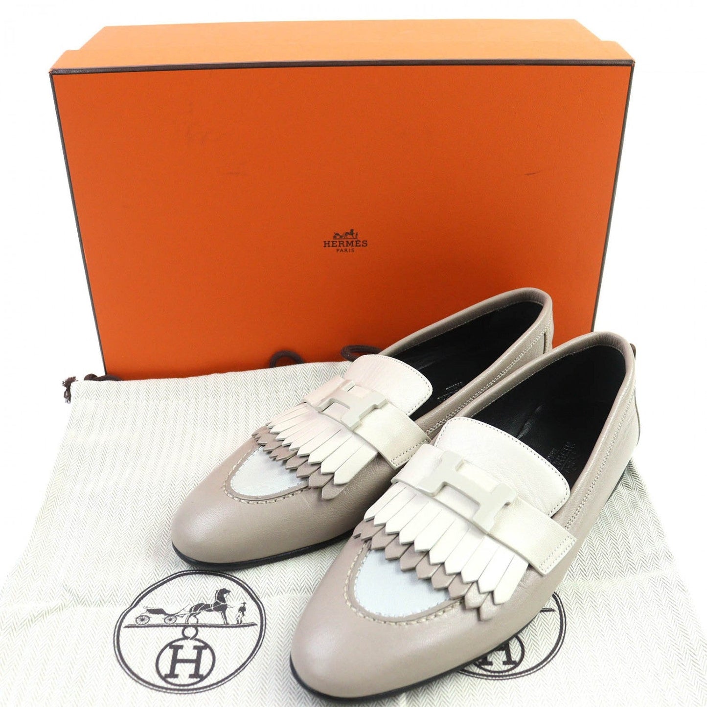 HERMES loafers 232136Z leather Beige type Royal 36