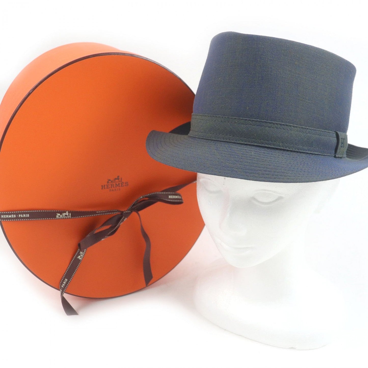 HERMES hat linen Blue type 59