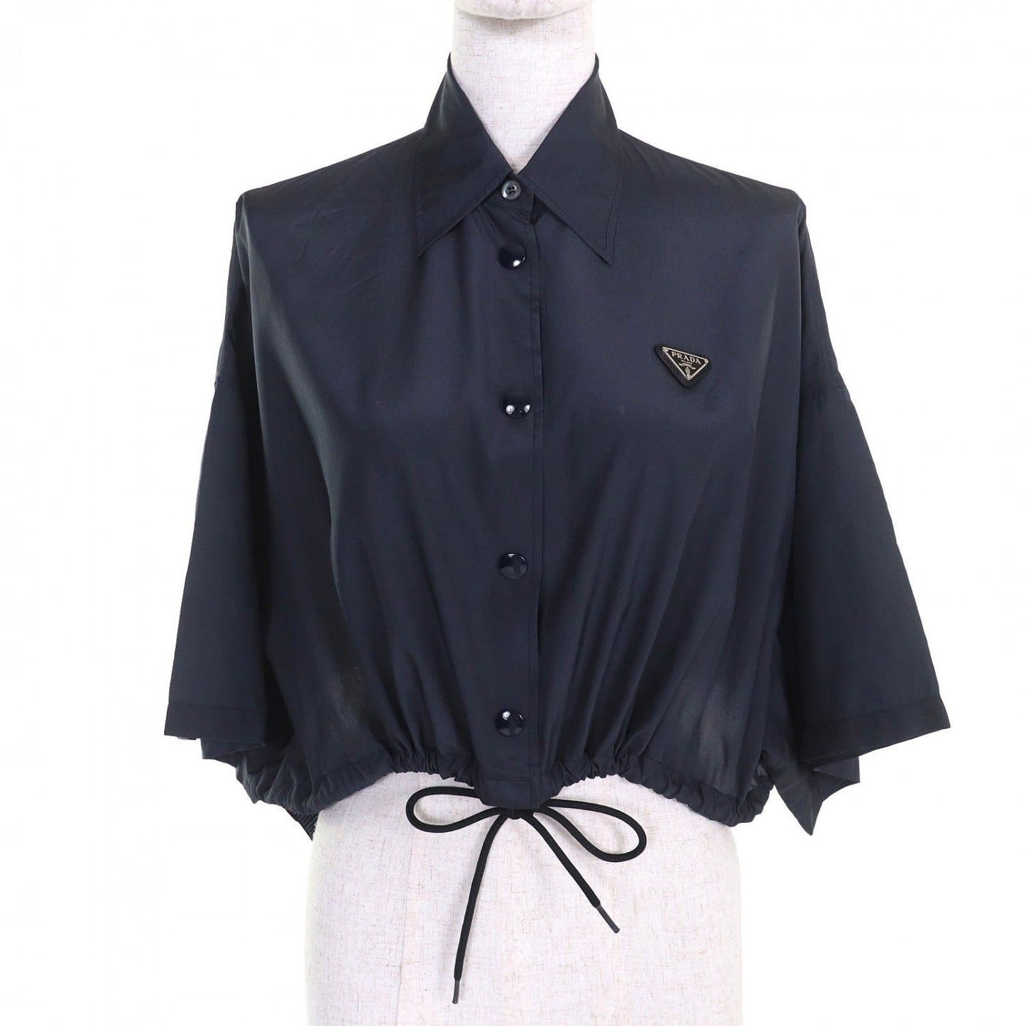PRADA Short sleeve shirt P454F silk Navy 38
