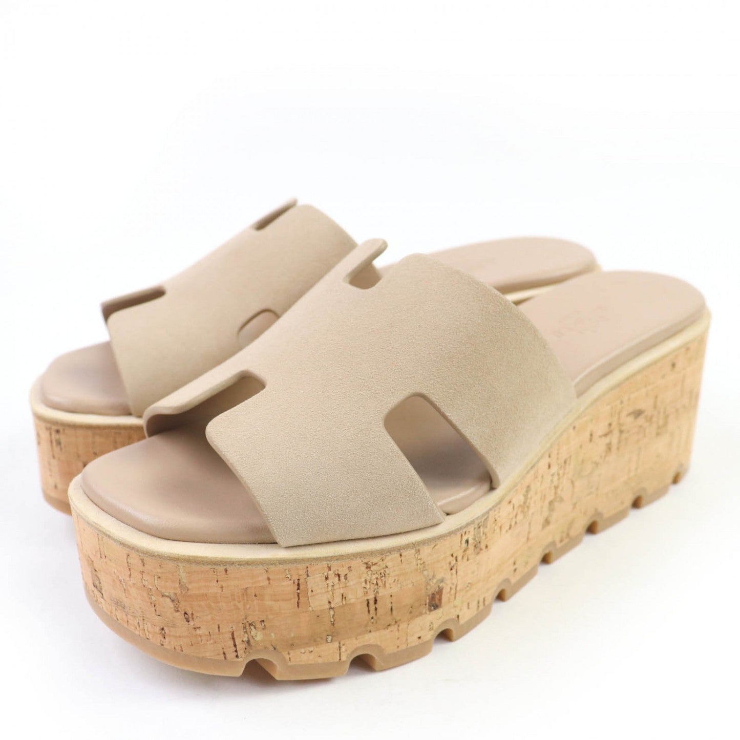 HERMES Sandals Suede leather beige Sandals Eze 30 37