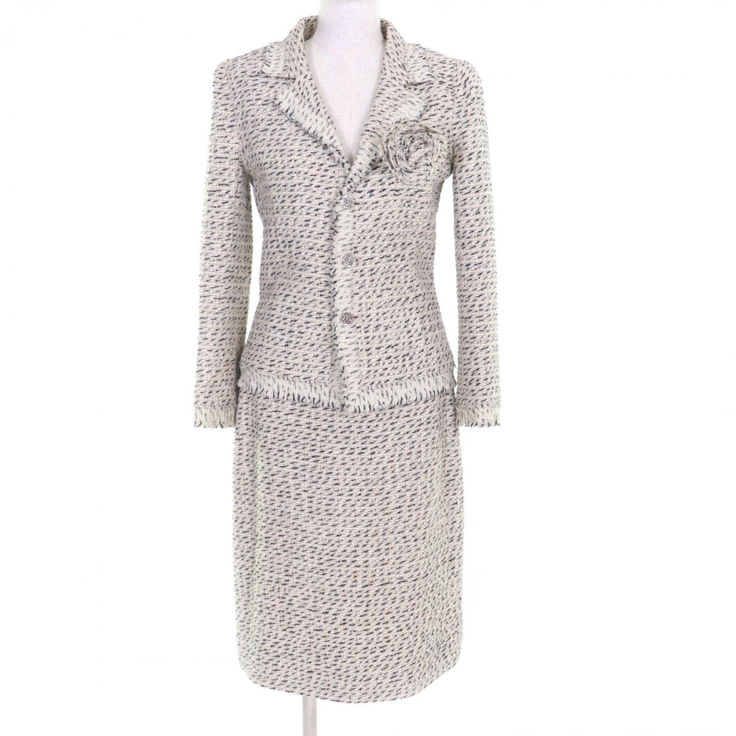 CHANEL setup 04A P23949/P23976 cotton Multi Jacket 38/Skirt 40