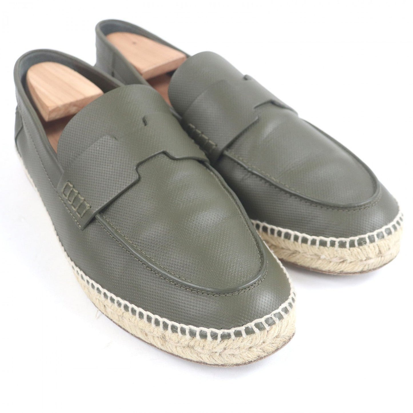HERMES Moccasin leather khaki Trip 41